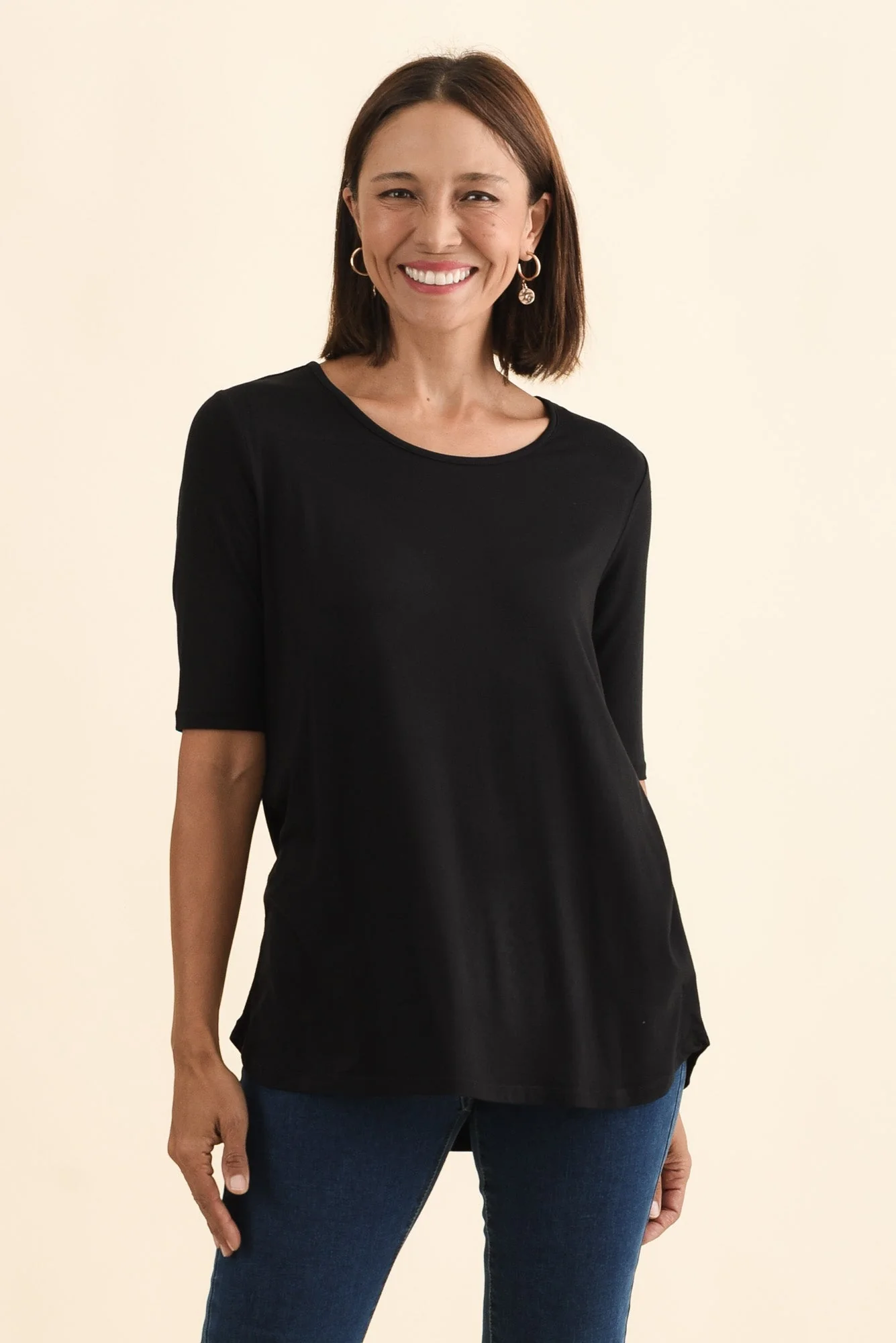 Maya Black Half Sleeve Tee - Image 2