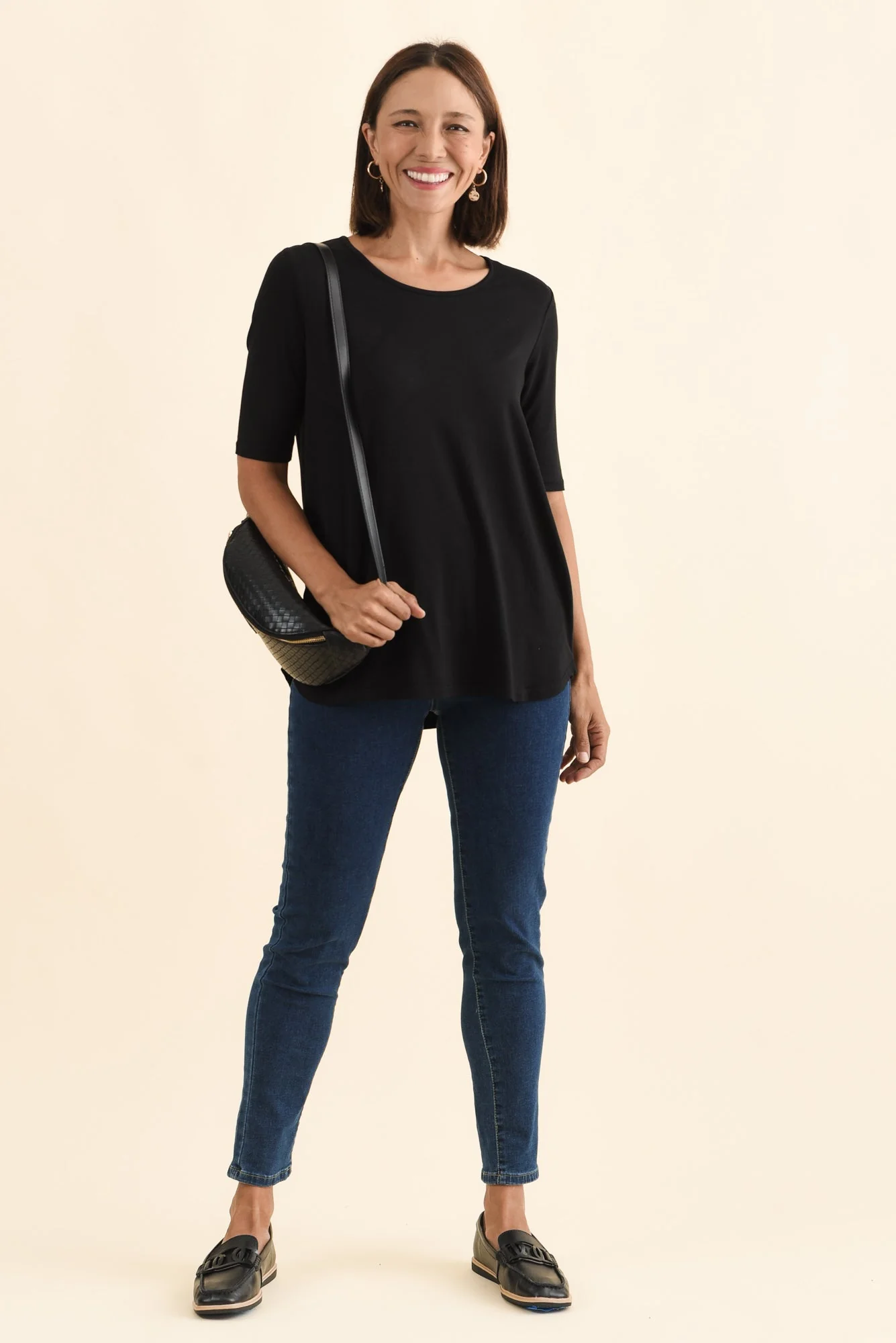 Maya Black Half Sleeve Tee - Image 3