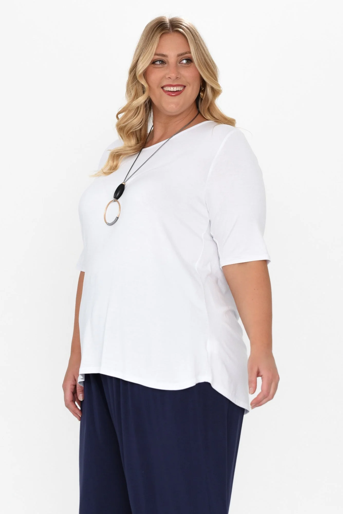 Maya White Half Sleeve Tee - Image 10
