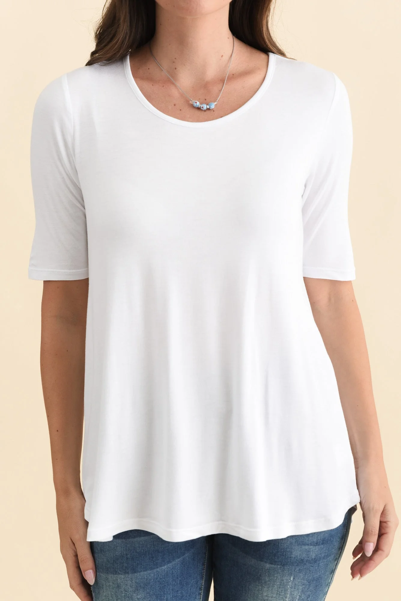 Maya White Half Sleeve Tee - Image 6