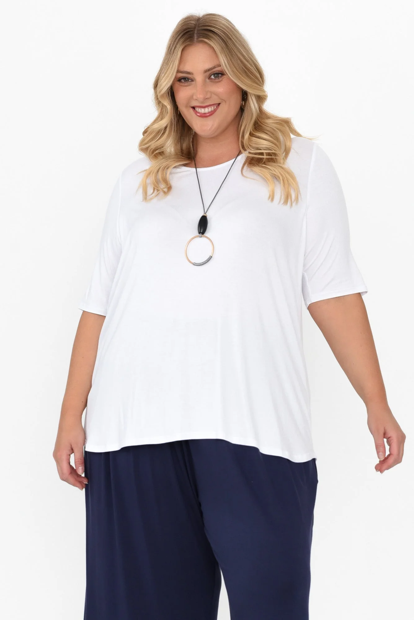 Maya White Half Sleeve Tee - Image 8