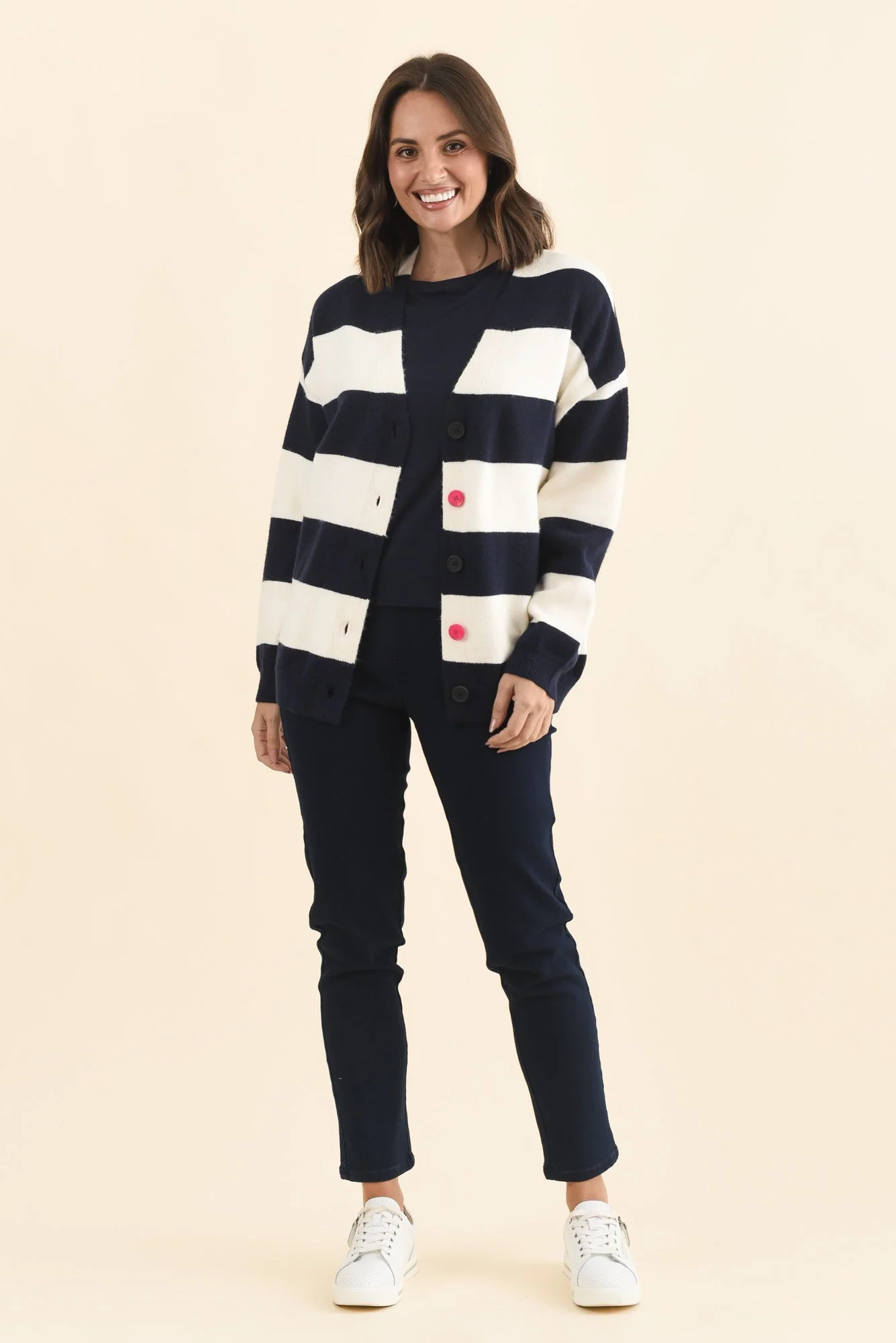Maybelle Navy Stripe Knit Cardigan - Image 2