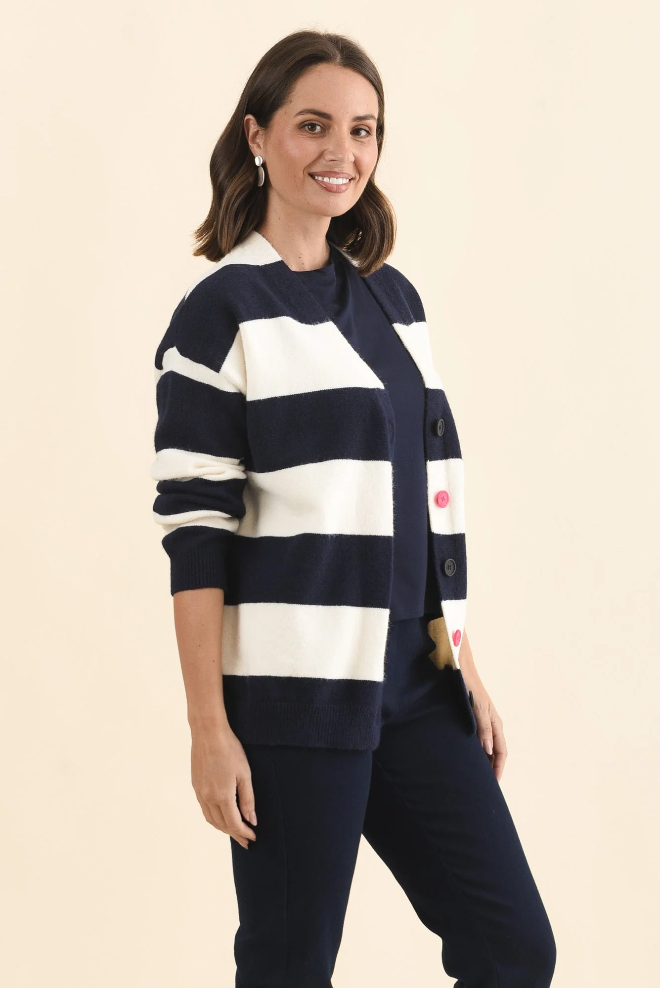 Maybelle Navy Stripe Knit Cardigan - Image 3