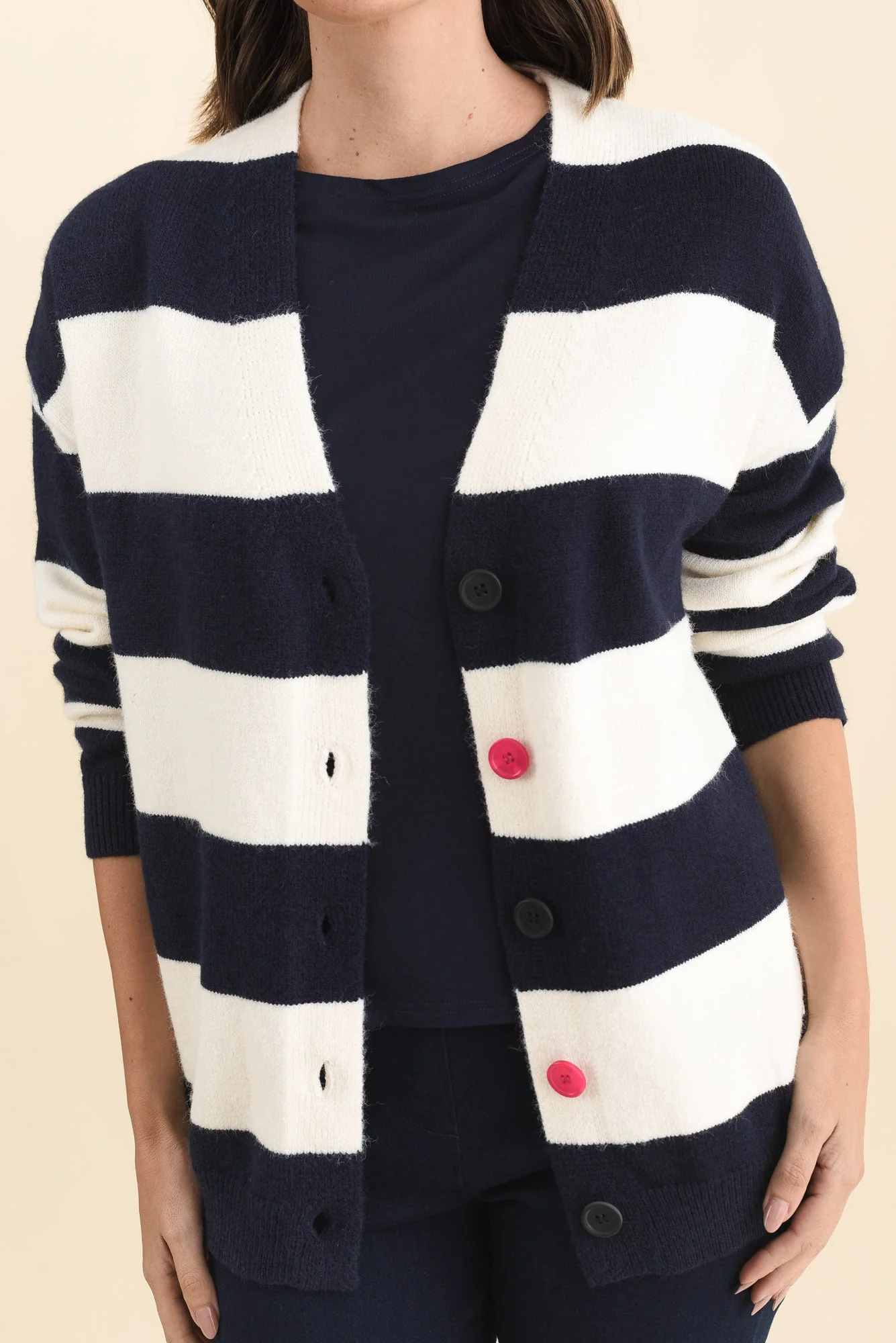 Maybelle Navy Stripe Knit Cardigan - Image 5