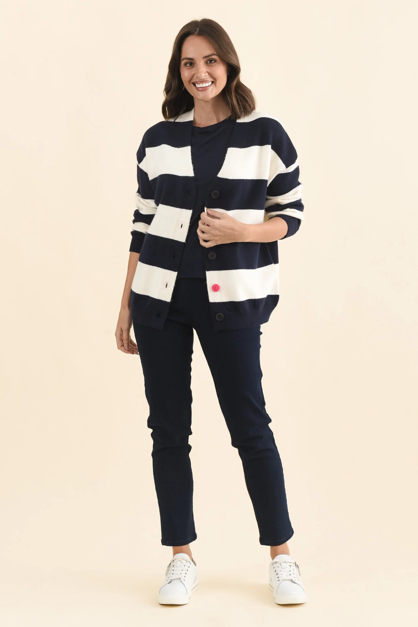 Maybelle Navy Stripe Knit Cardigan - Image 6