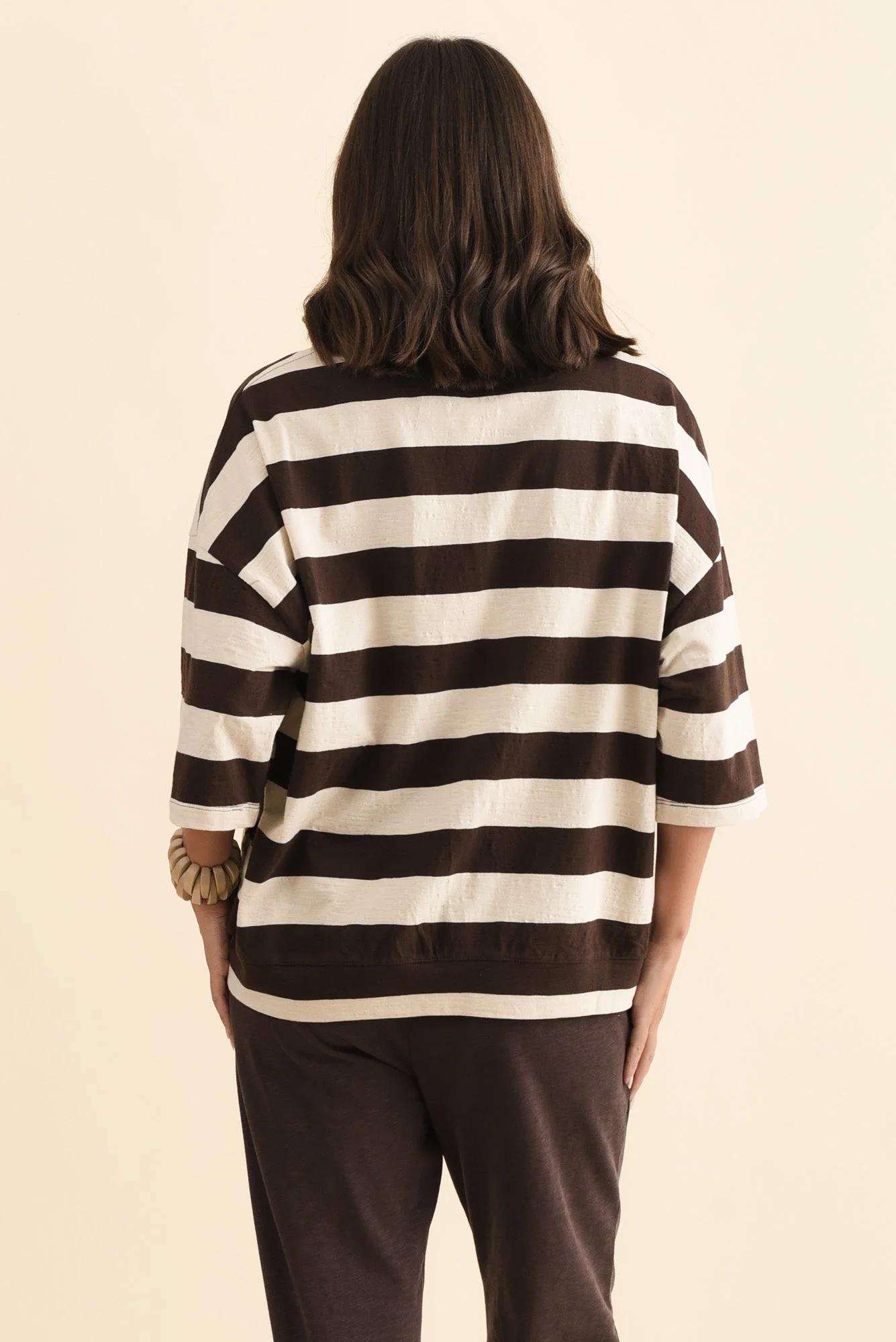 Mazie Dark Brown Stripe Cotton Sweat - Image 5