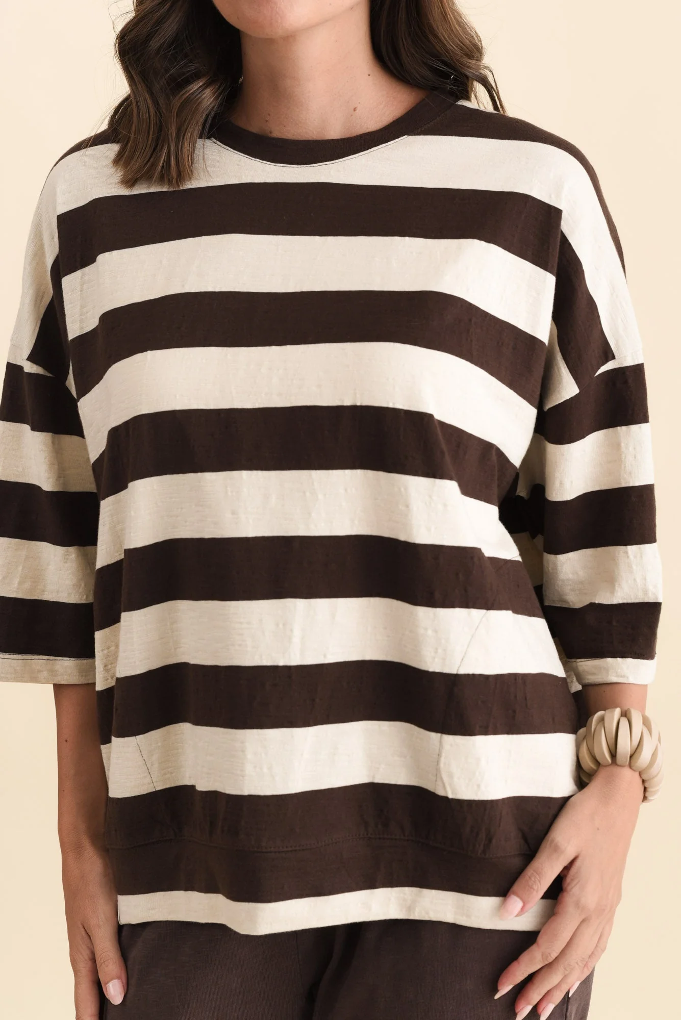 Mazie Dark Brown Stripe Cotton Sweat - Image 6