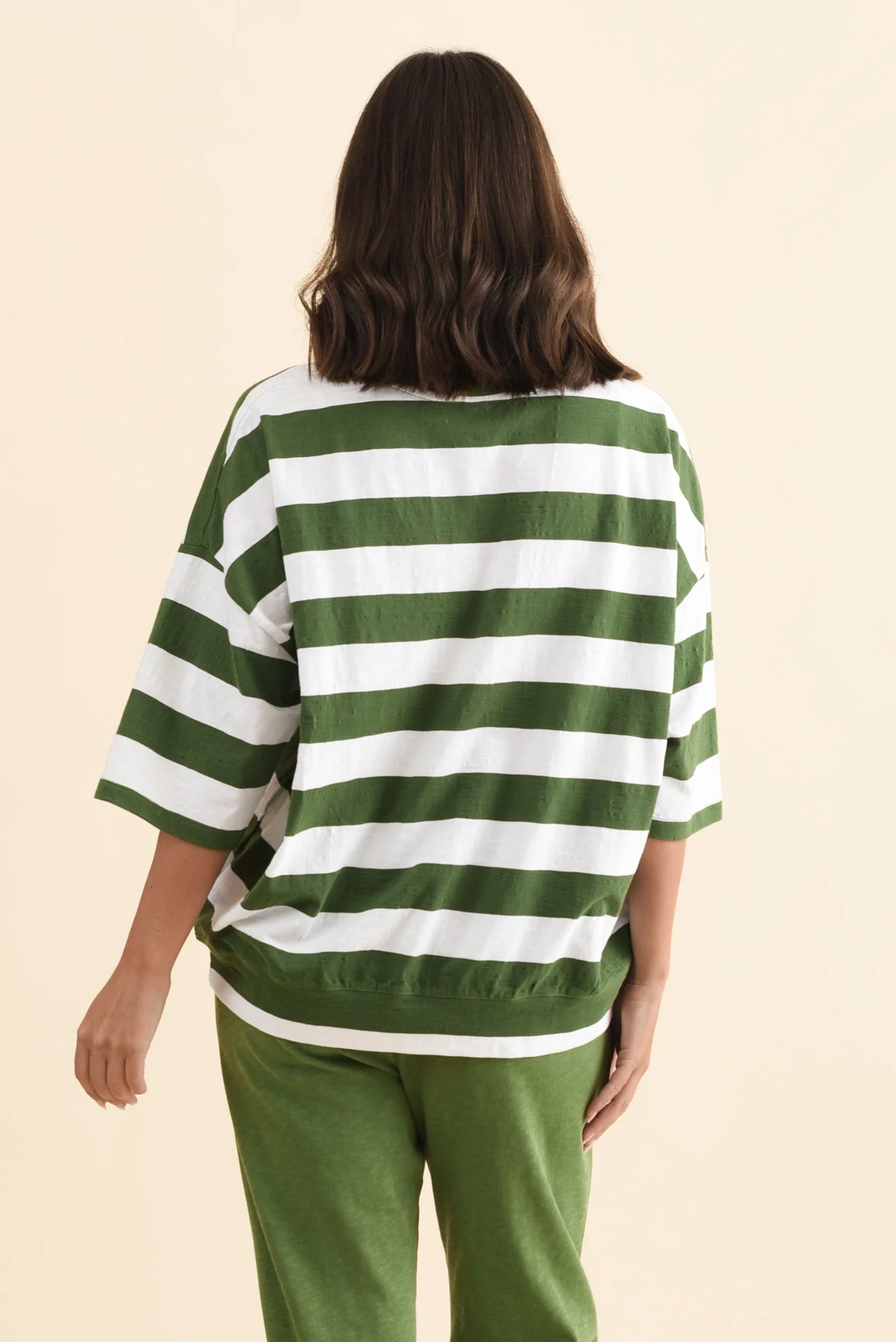 Mazie Olive Stripe Cotton Sweat - Image 4