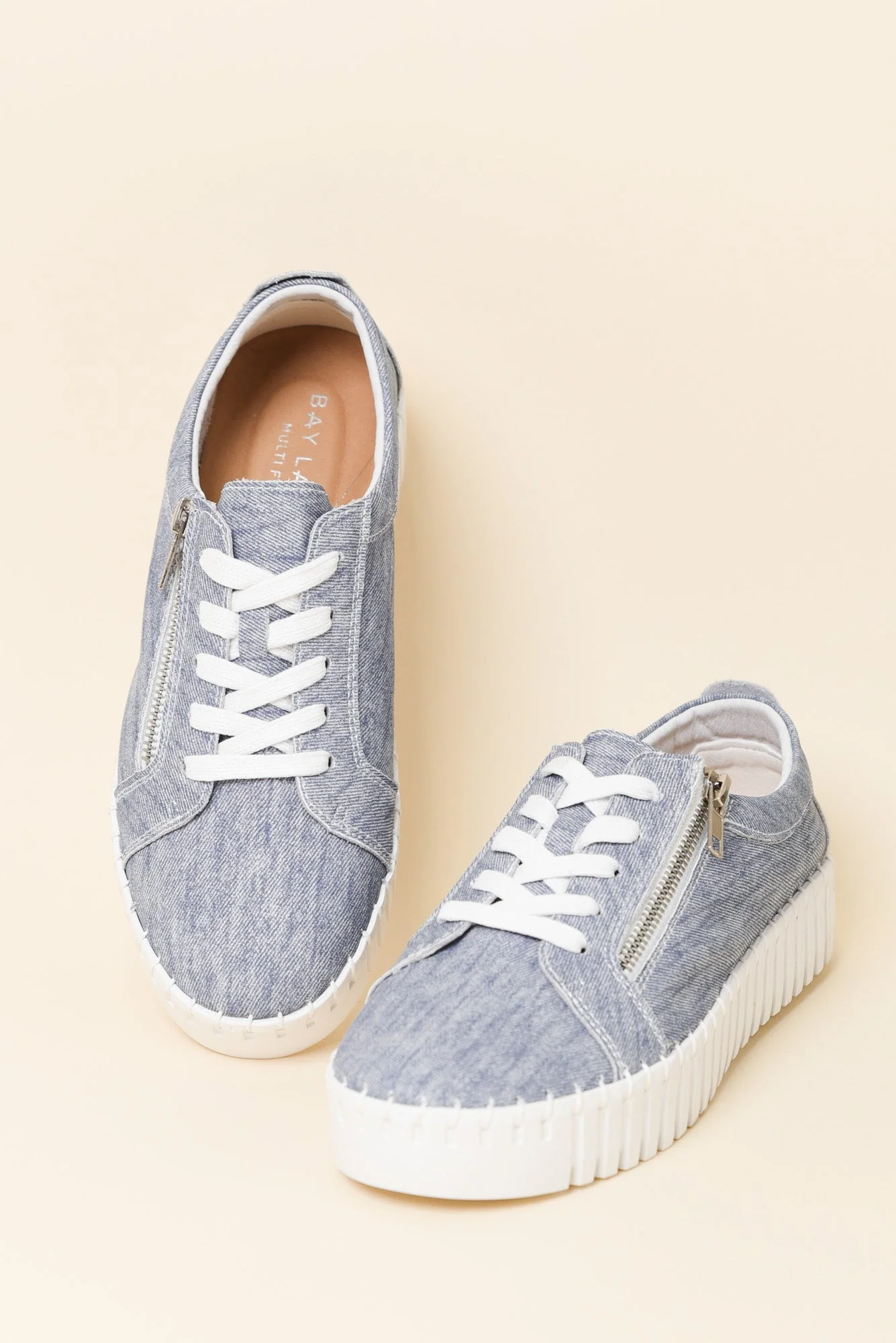Medusa Blue Twill Platform Sneaker - Image 2