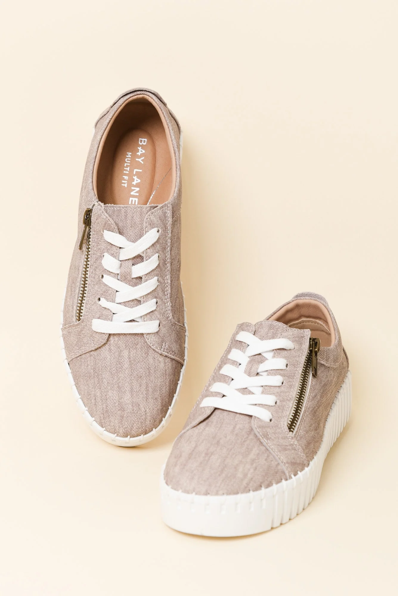 Medusa Taupe Twill Platform Sneaker - Image 2