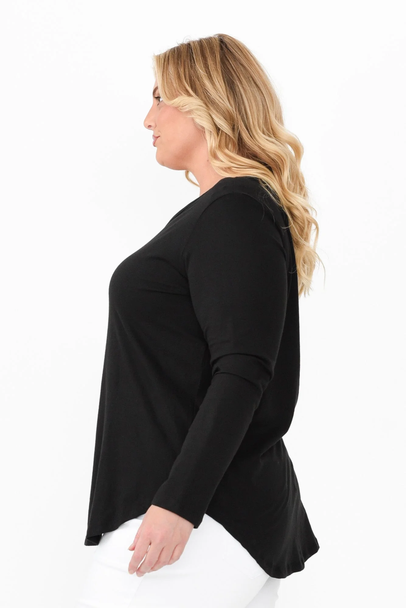 Megan Black Cotton Long Sleeve Top - Image 10