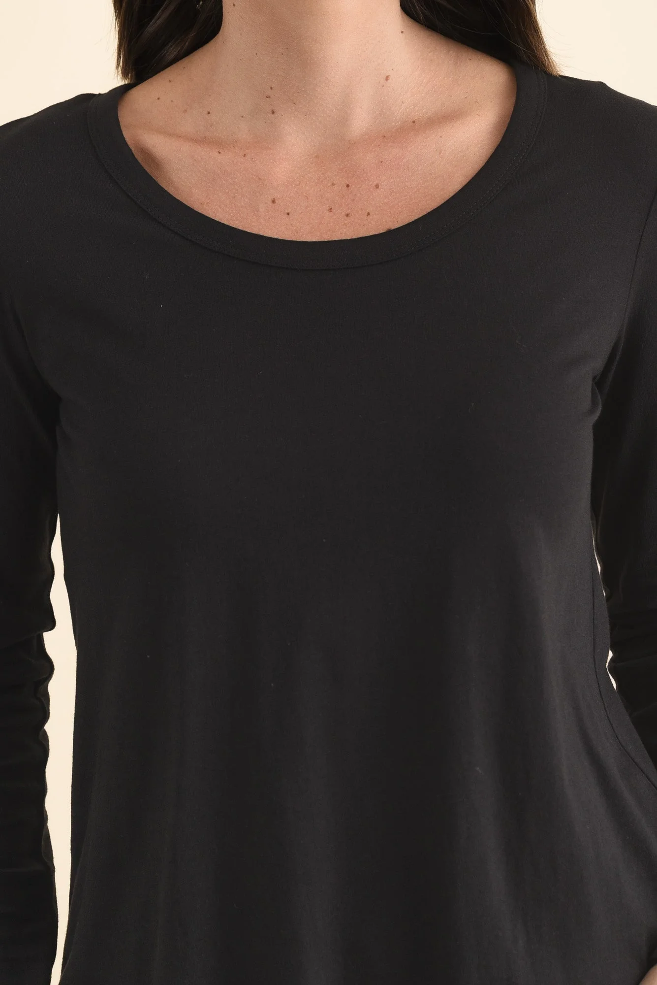 Megan Black Cotton Long Sleeve Top - Image 5