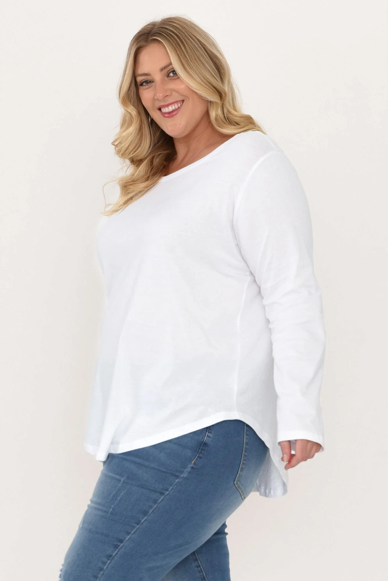 Megan White Cotton Long Sleeve Top - Image 9