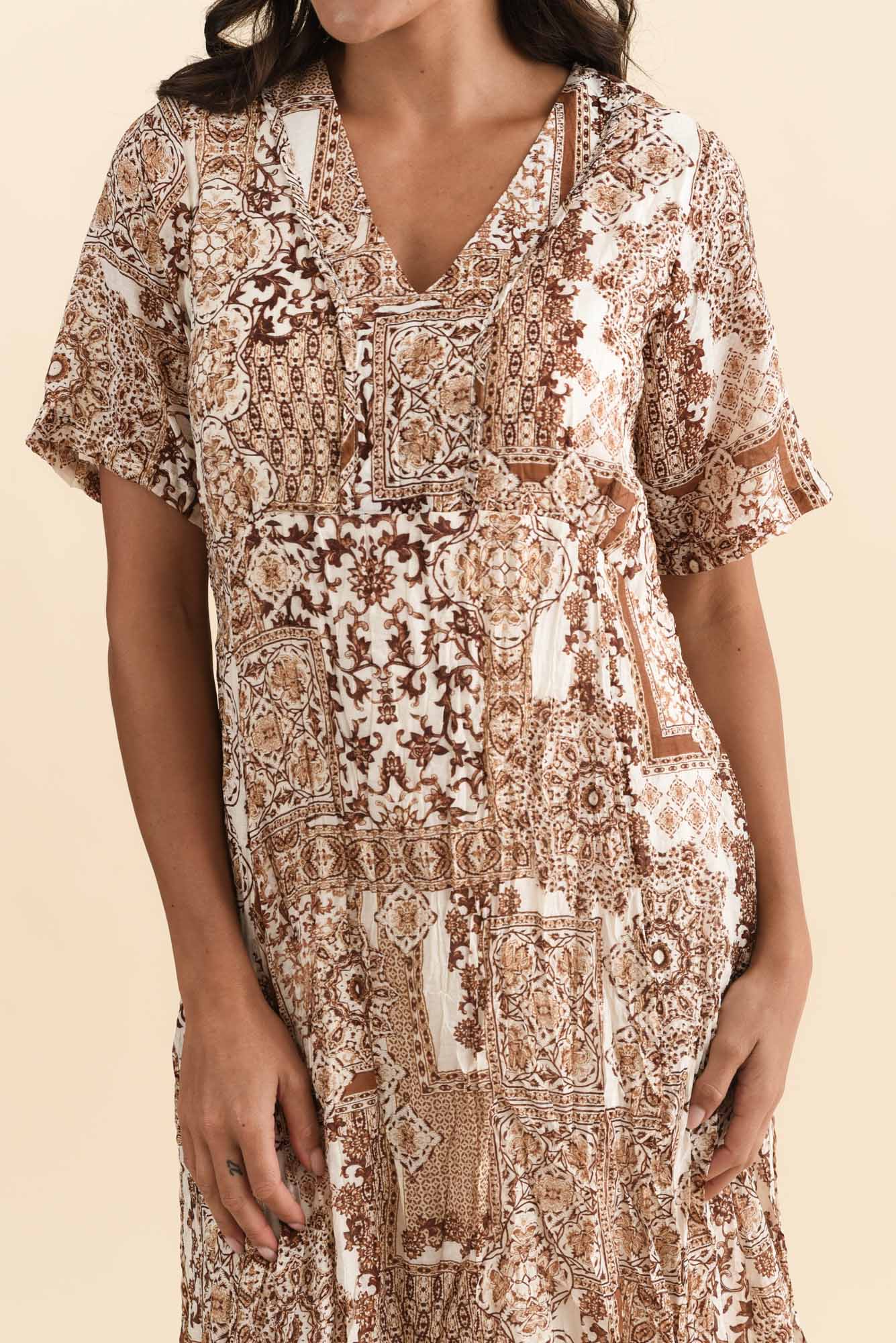 Meka Mocha Mosaic Pocket Dress - Image 5