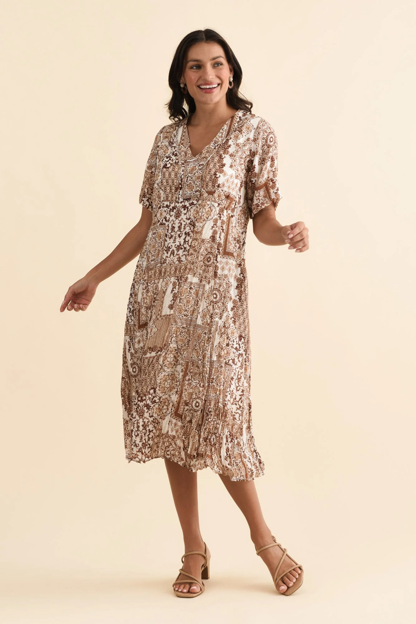 Meka Mocha Mosaic Pocket Dress - Image 6