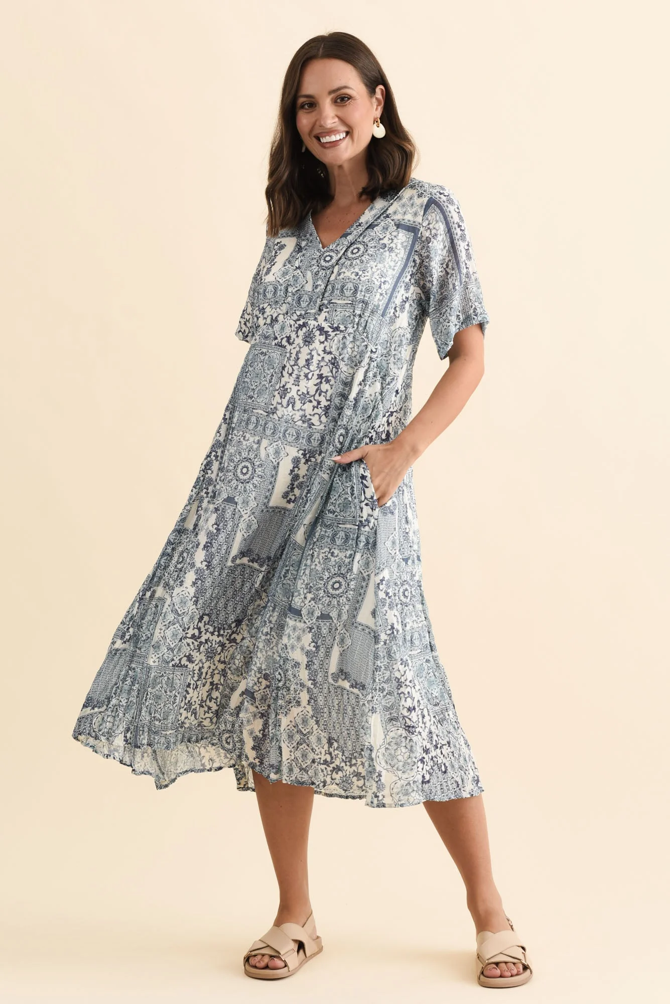 Meka Navy Mosaic Pocket Dress - Image 6