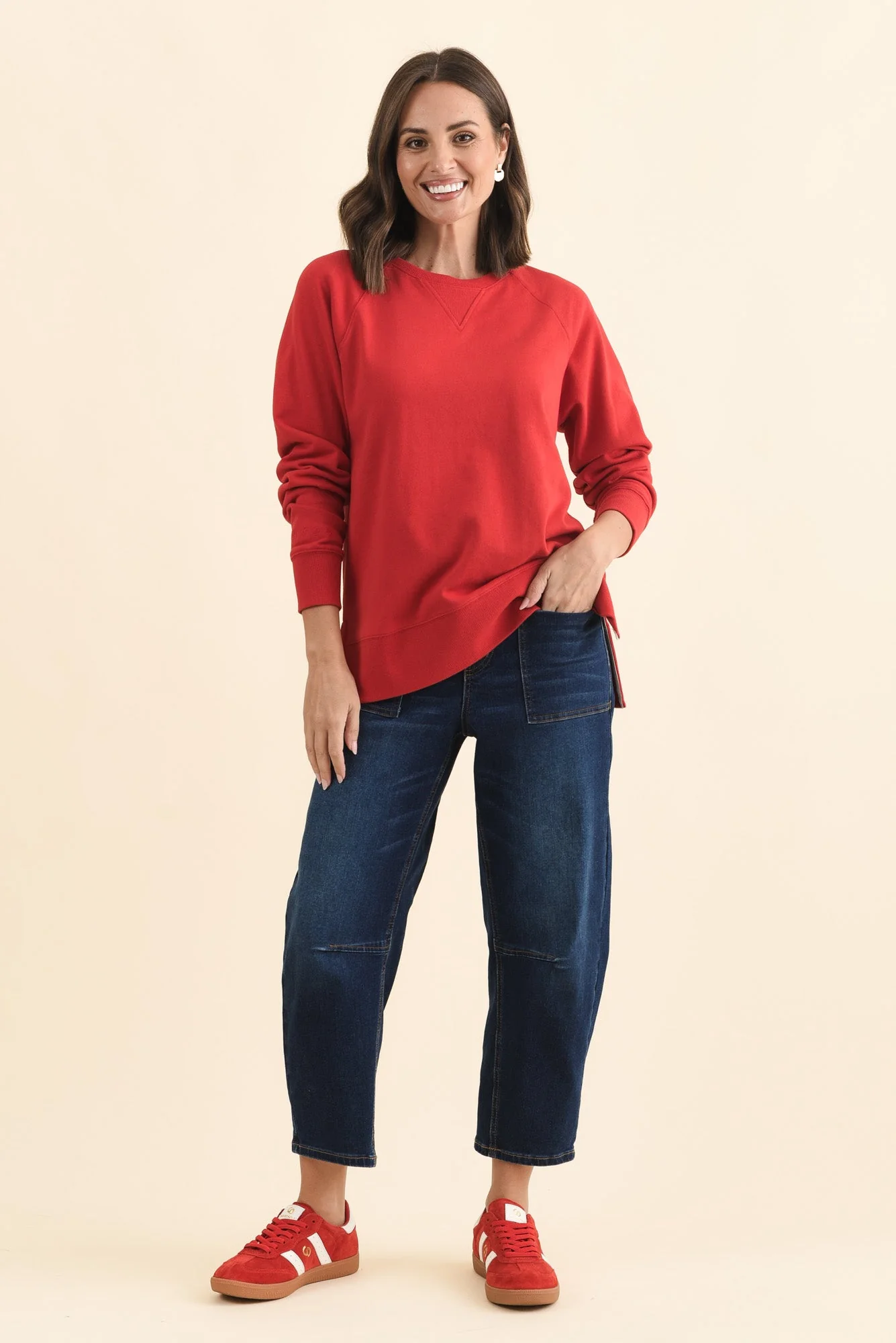 Melbourne Red Cotton Crewneck Sweatshirt - Image 2