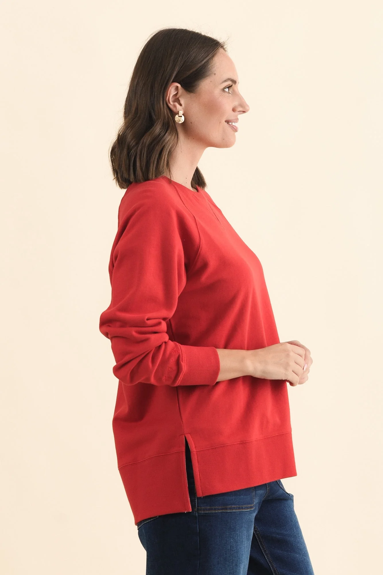 Melbourne Red Cotton Crewneck Sweatshirt - Image 3