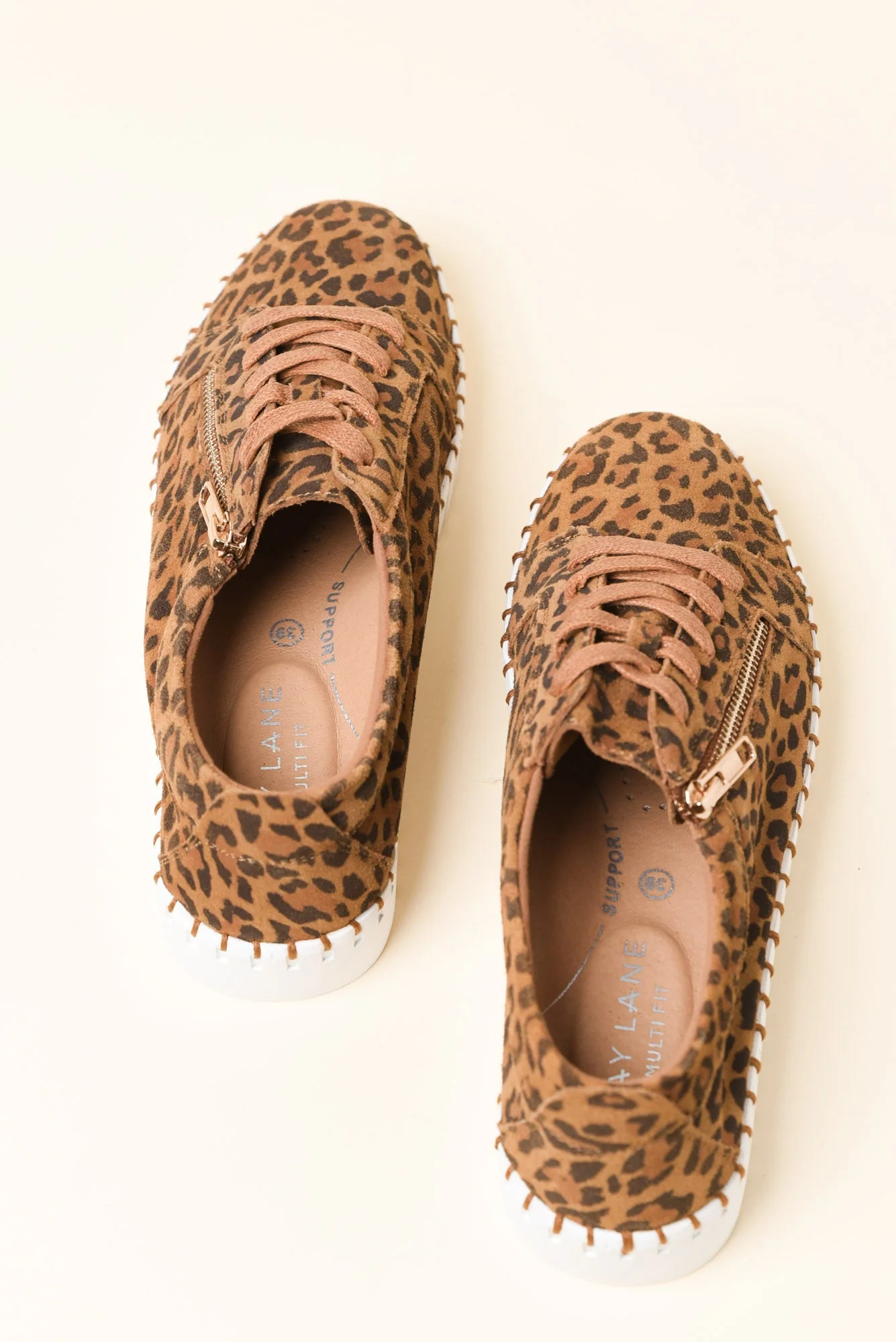 Merusa Brown Leopard Leather Platform Sneaker - Image 4
