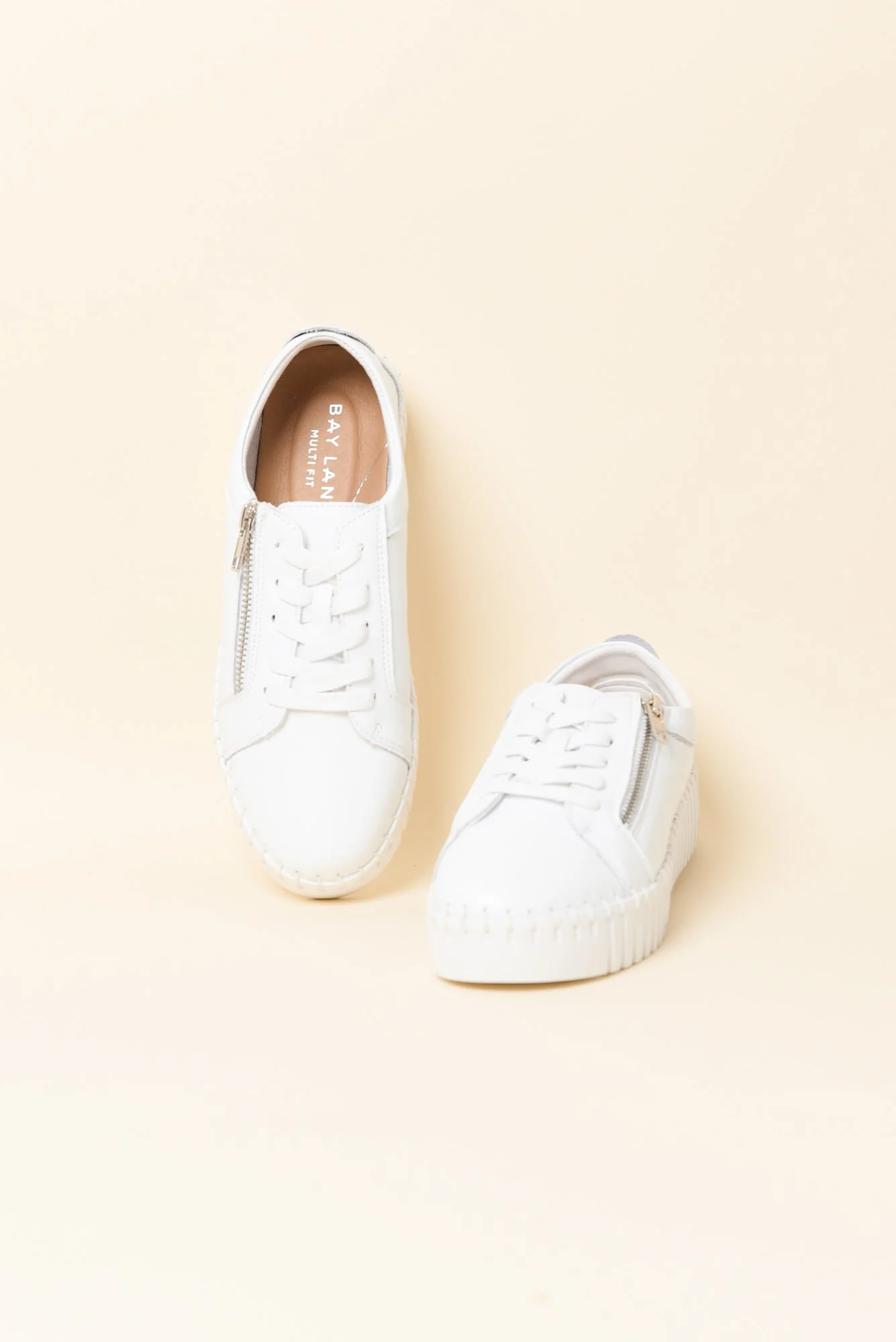 Merusa White Leather Platform Sneaker - Image 2