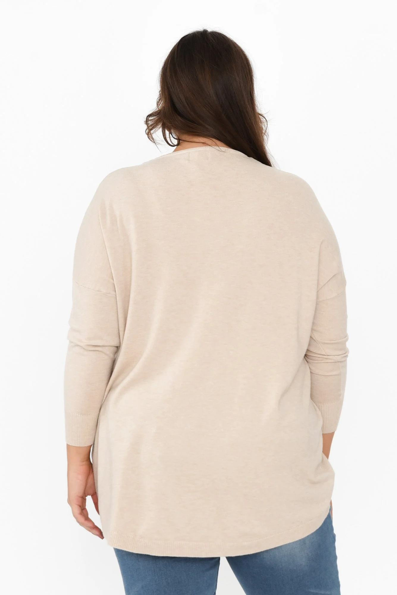 Meryl Beige Wool Blend Drape Sweater - Image 10