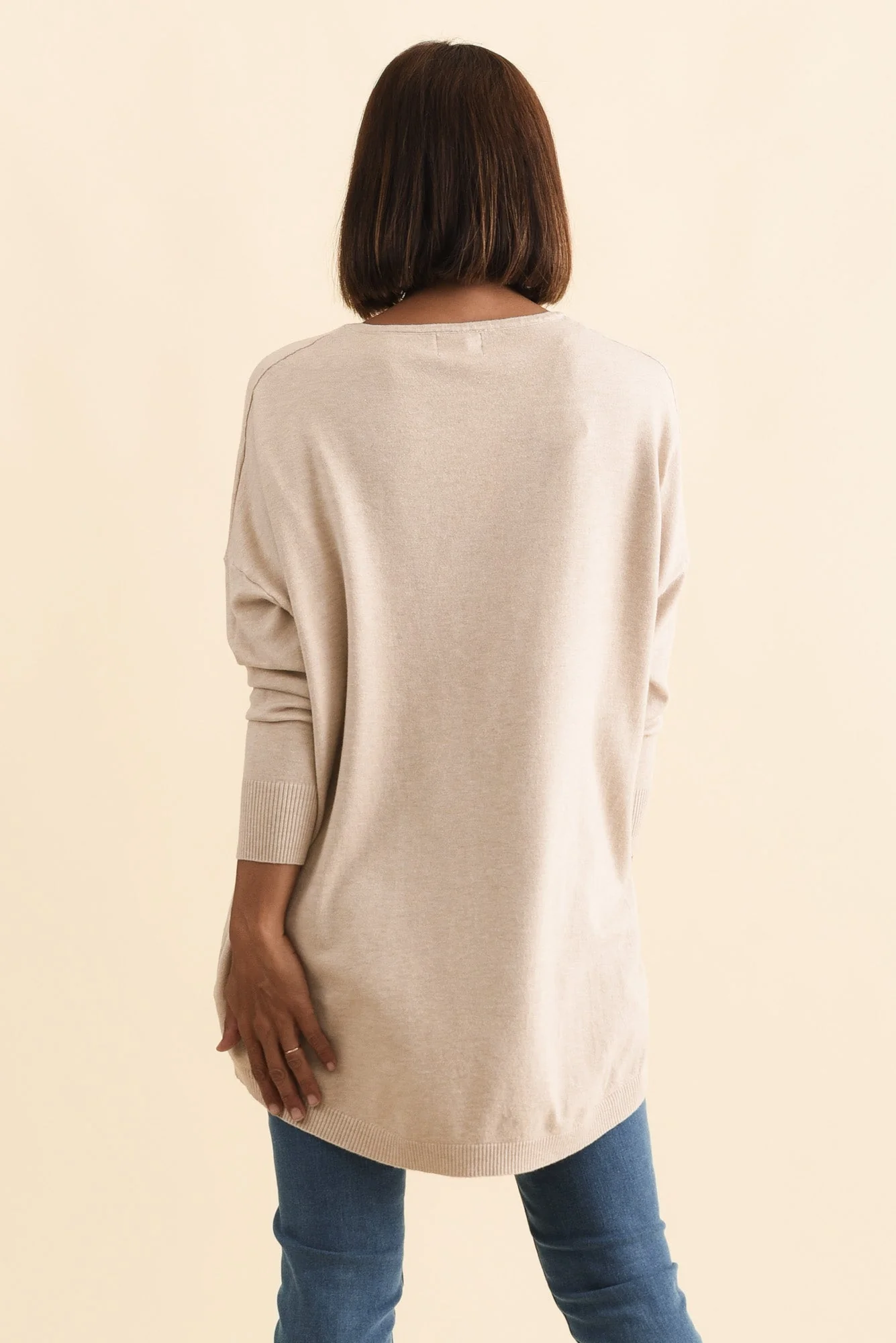 Meryl Beige Wool Blend Drape Sweater - Image 4