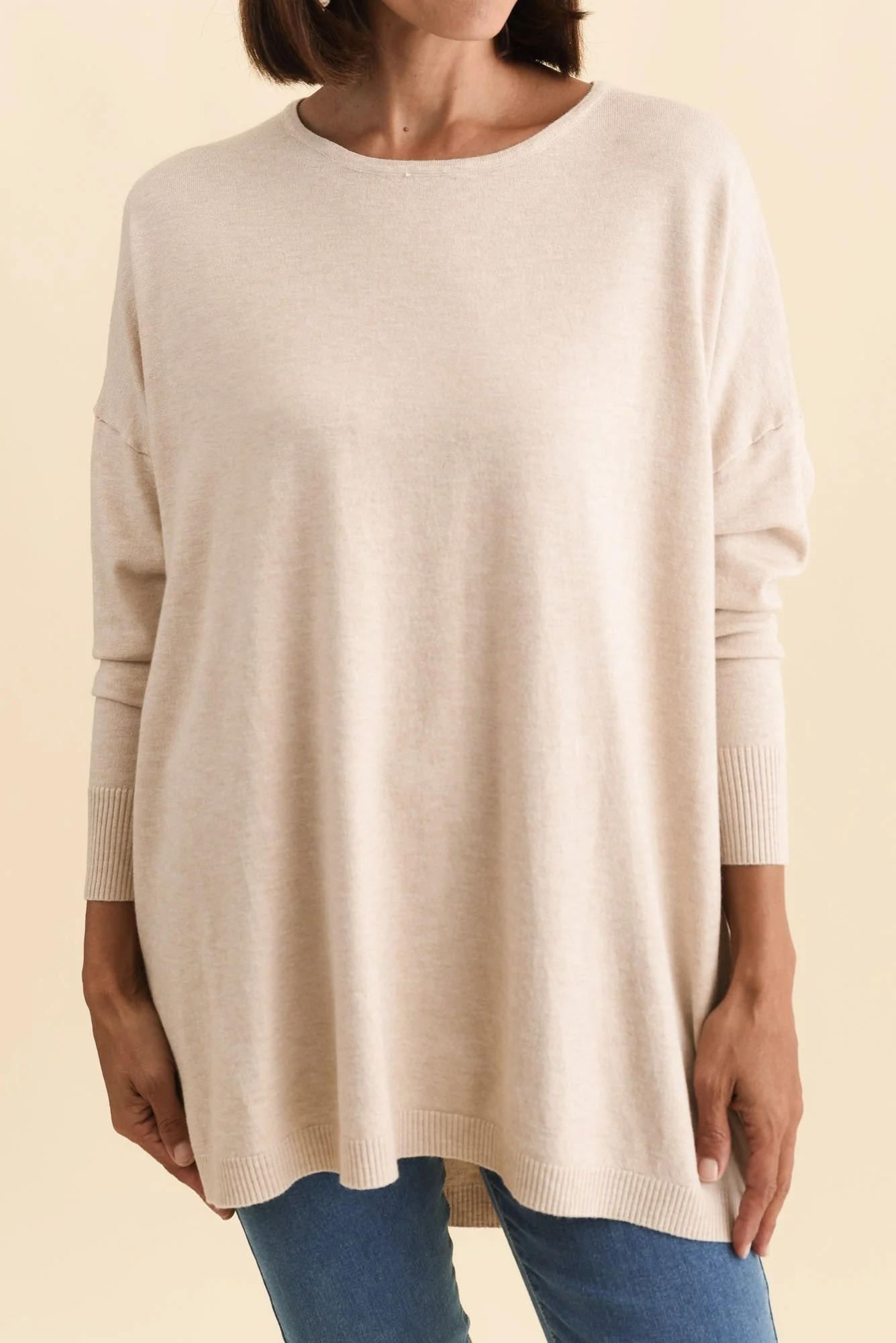 Meryl Beige Wool Blend Drape Sweater - Image 5