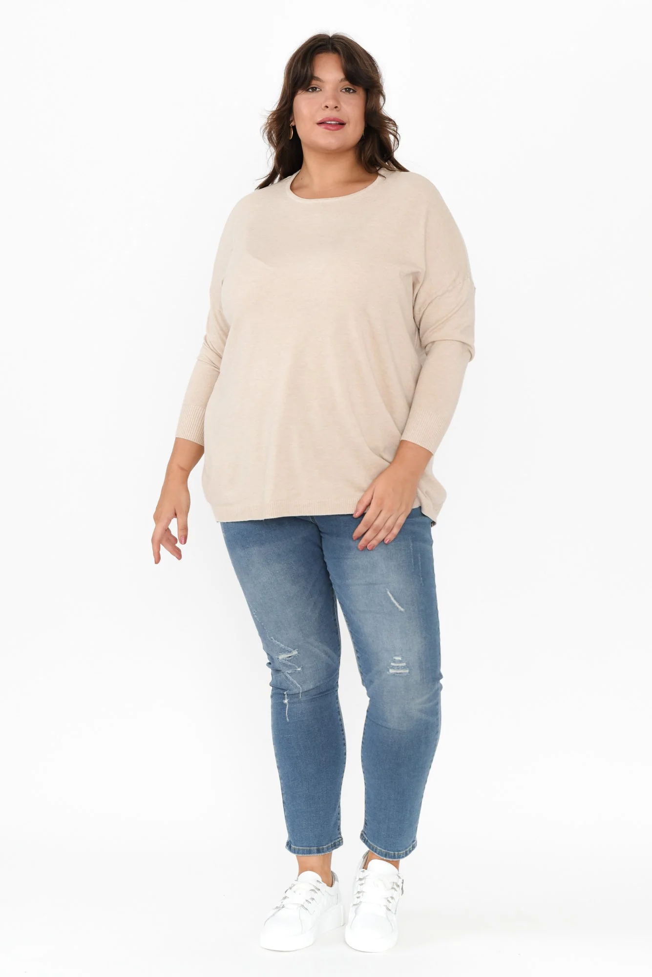 Meryl Beige Wool Blend Drape Sweater - Image 8