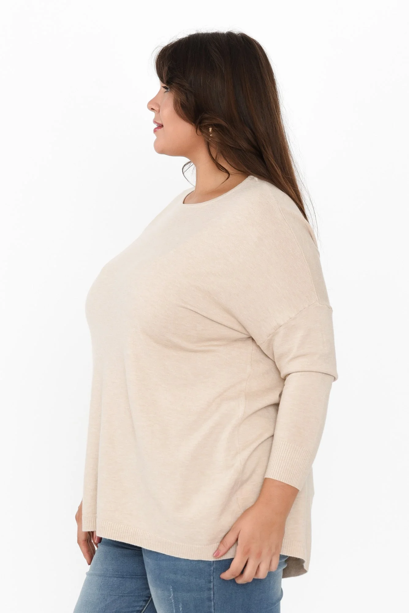 Meryl Beige Wool Blend Drape Sweater - Image 9