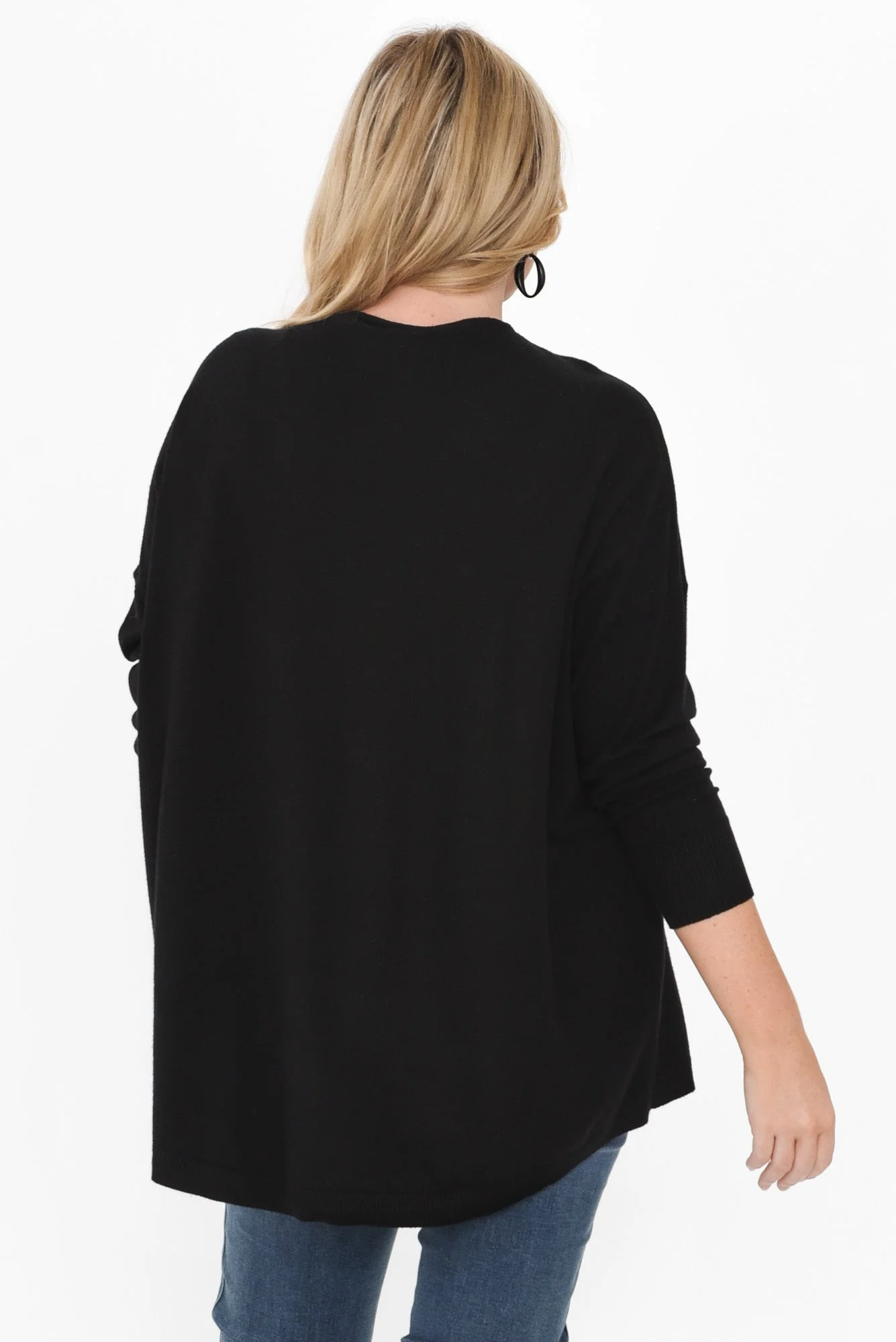 Meryl Black Wool Blend Drape Sweater - Image 10