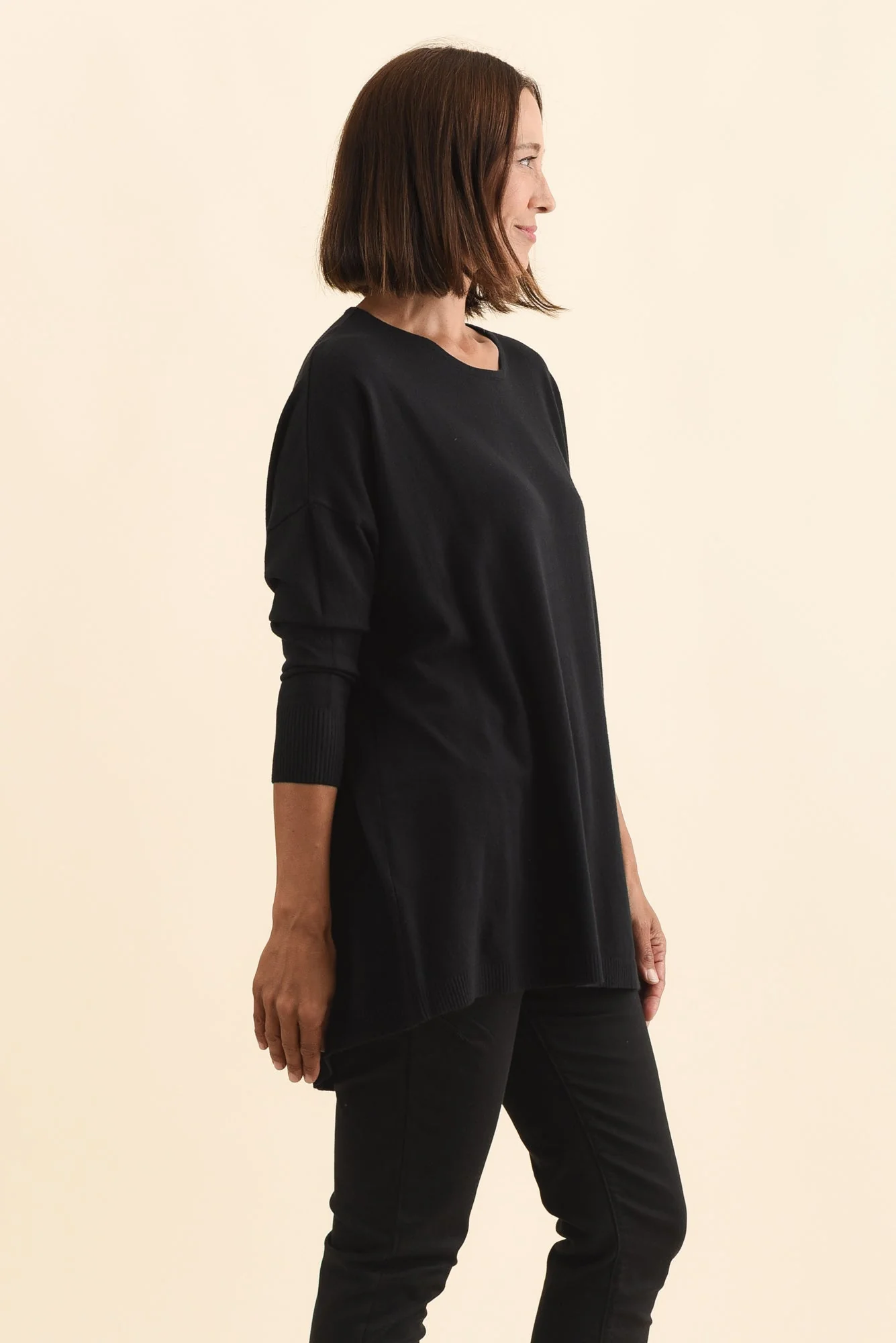Meryl Black Wool Blend Drape Sweater - Image 3