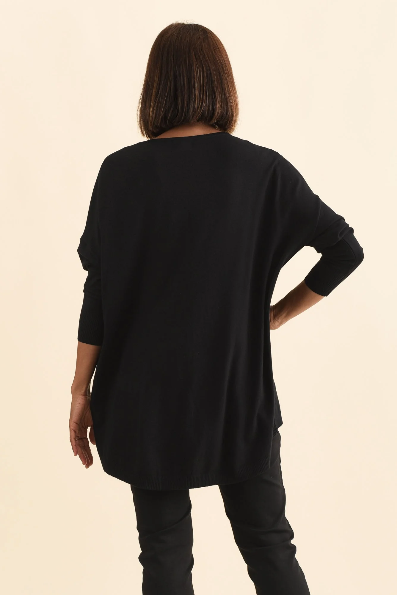 Meryl Black Wool Blend Drape Sweater - Image 4