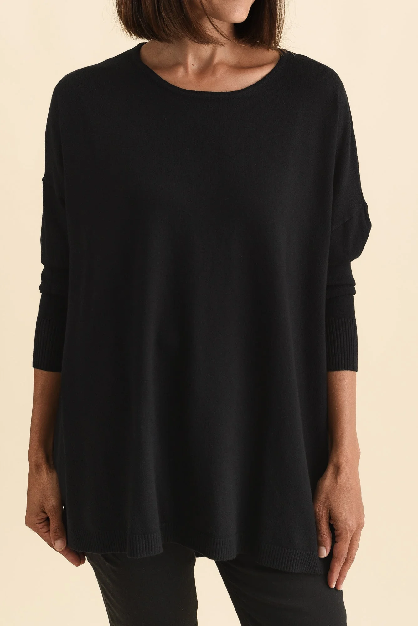 Meryl Black Wool Blend Drape Sweater - Image 5