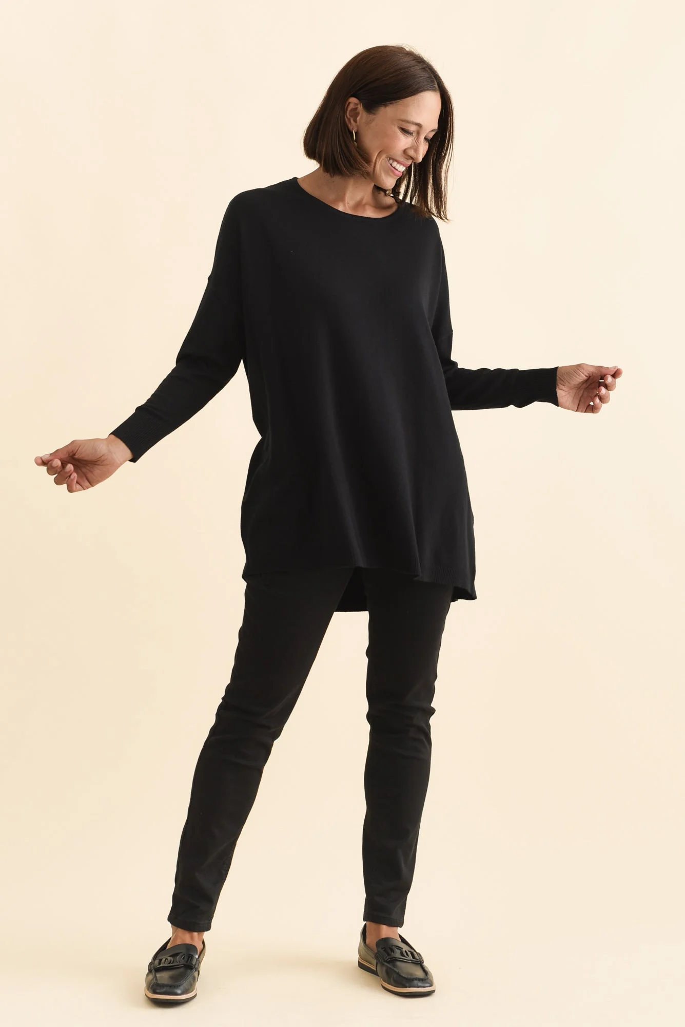 Meryl Black Wool Blend Drape Sweater - Image 6