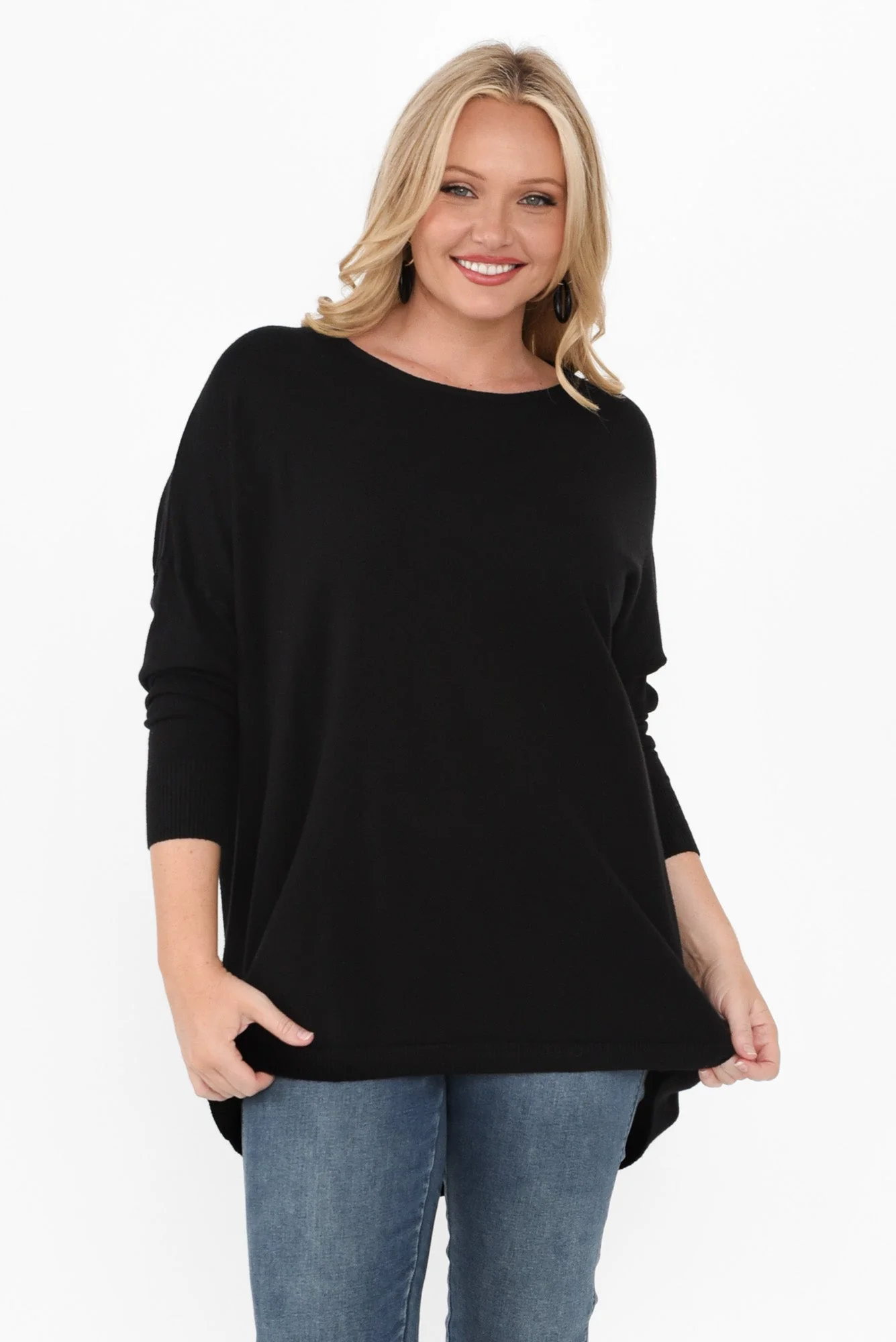 Meryl Black Wool Blend Drape Sweater - Image 7