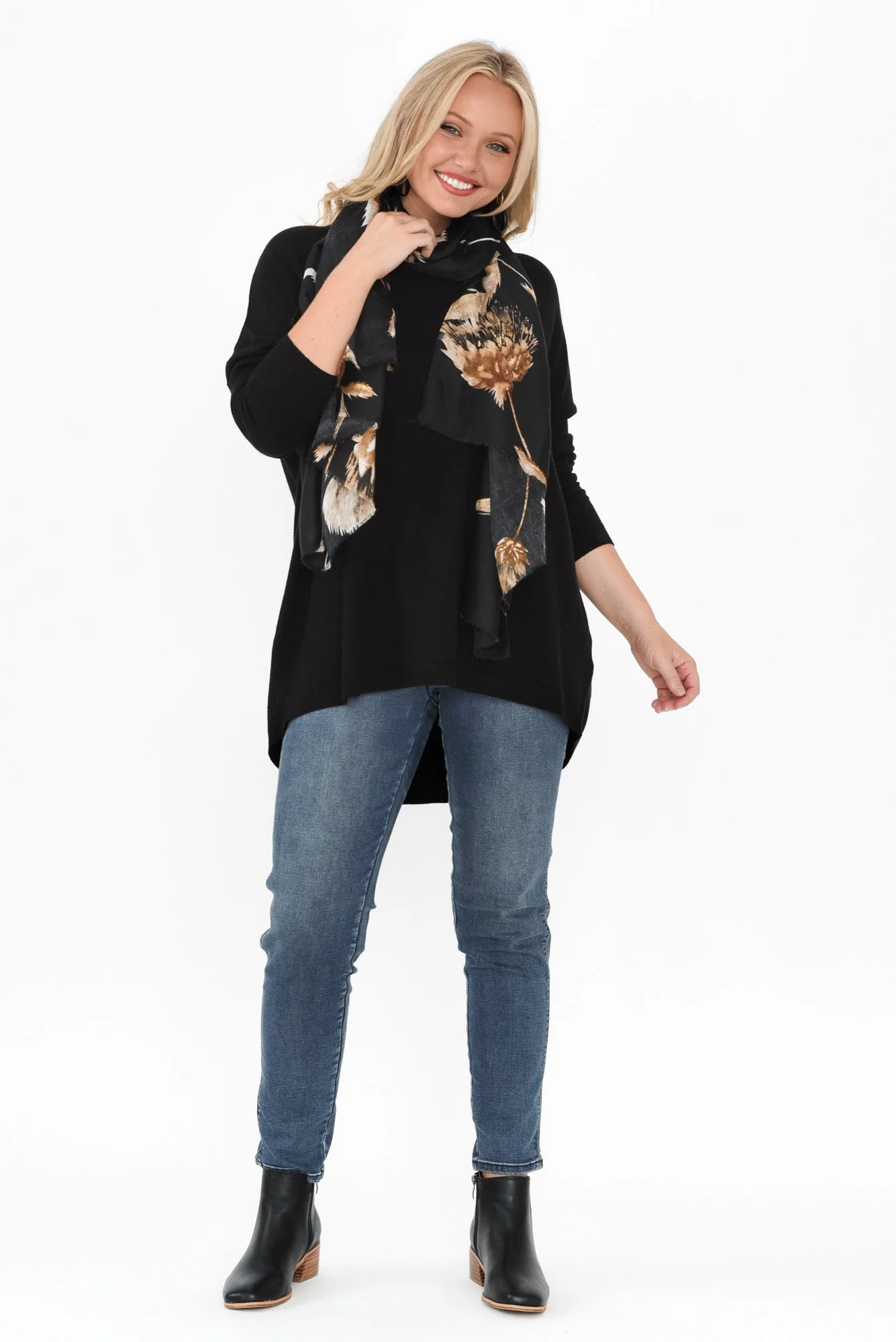 Meryl Black Wool Blend Drape Sweater - Image 8