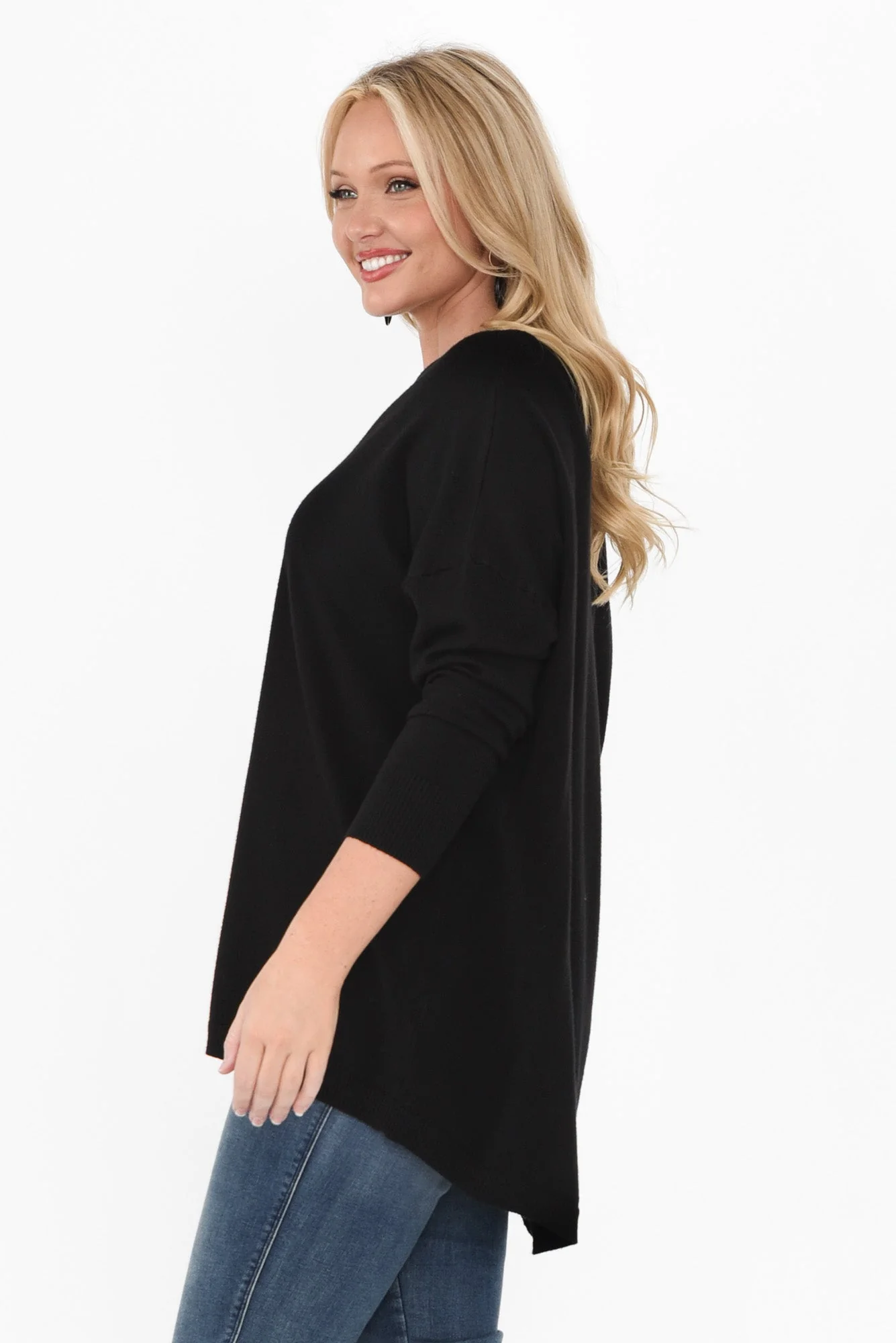 Meryl Black Wool Blend Drape Sweater - Image 9