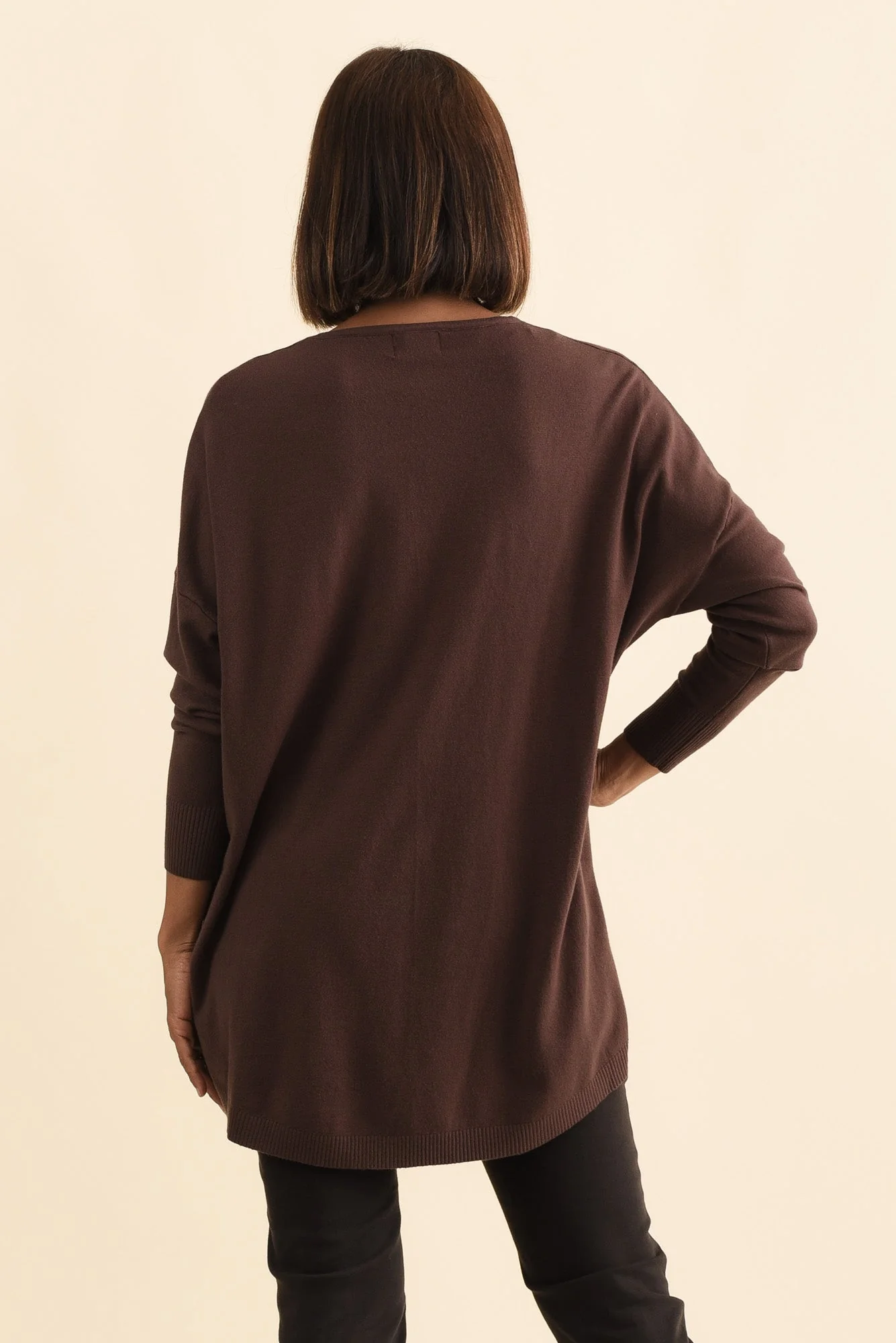Meryl Brown Wool Blend Drape Sweater - Image 4