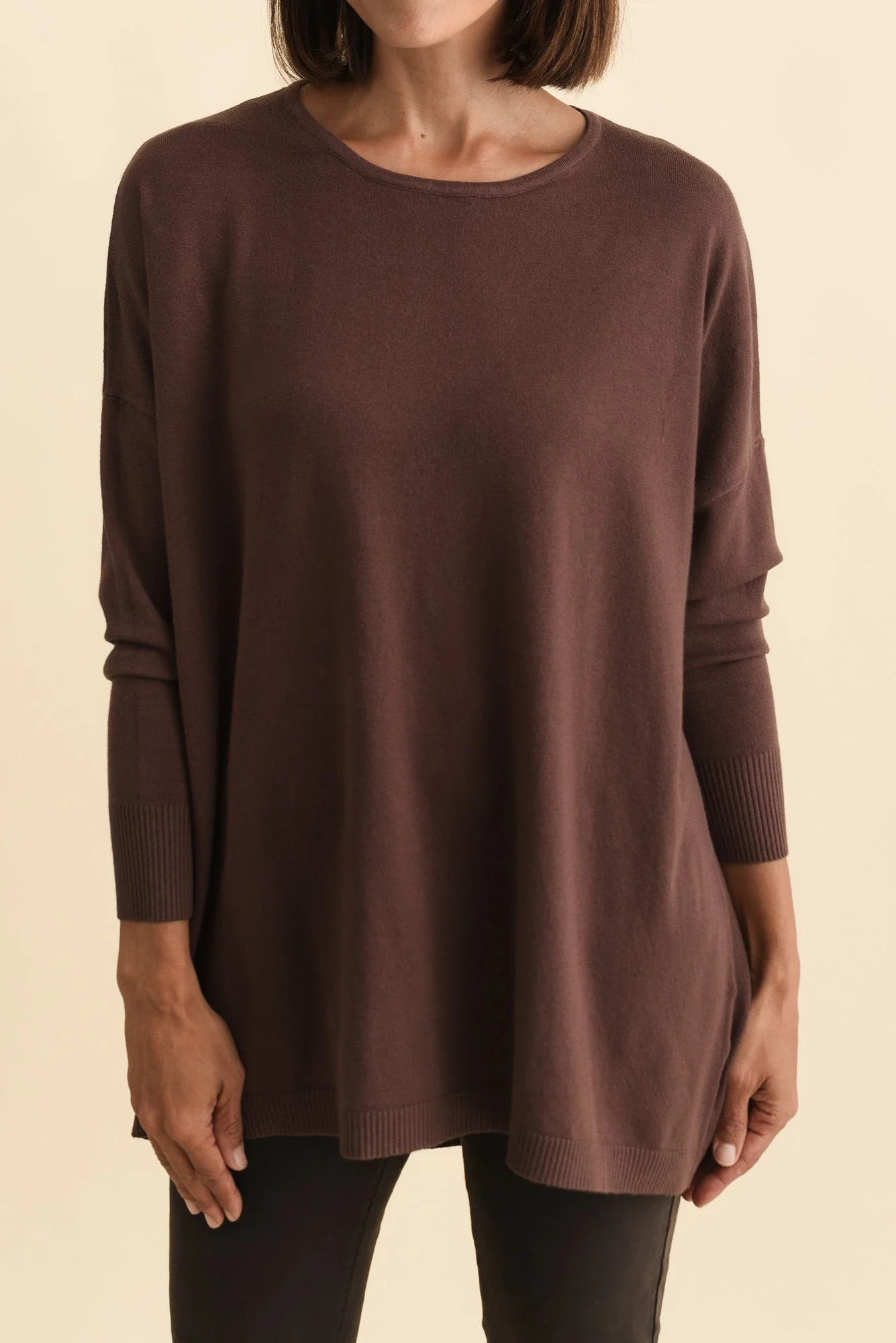 Meryl Brown Wool Blend Drape Sweater - Image 5