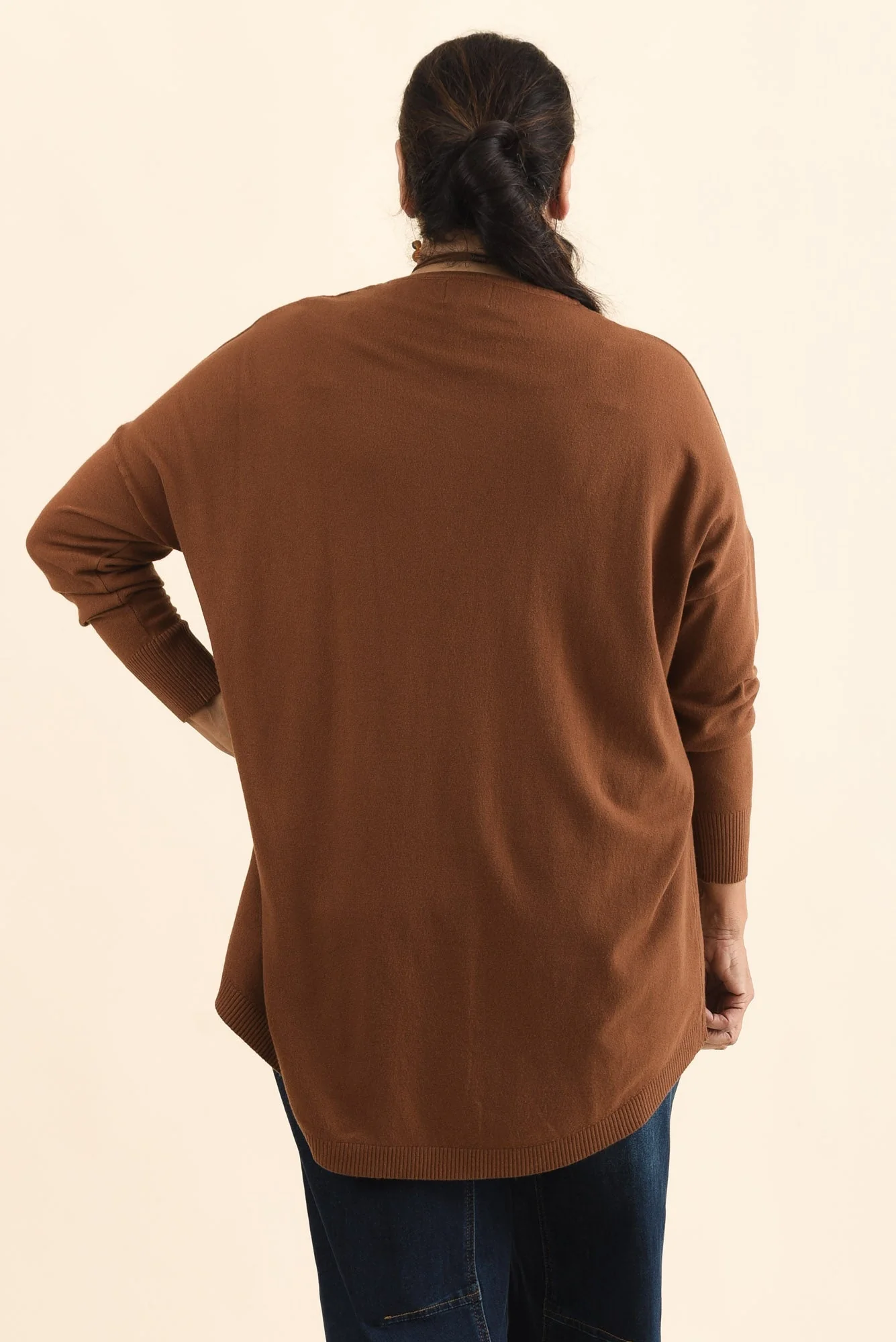 Meryl Chocolate Wool Blend Drape Sweater - Image 11