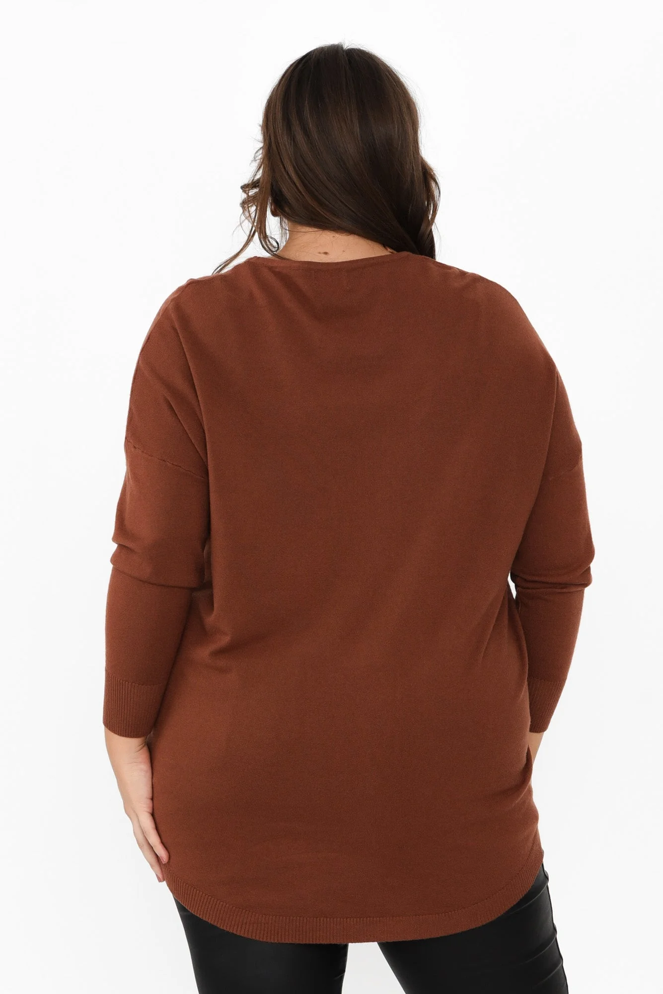 Meryl Chocolate Wool Blend Drape Sweater - Image 15