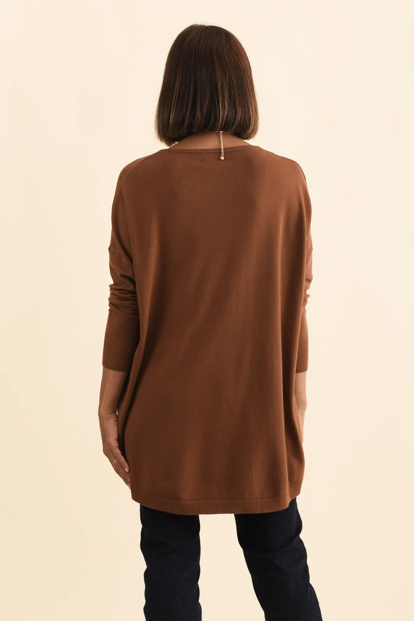 Meryl Chocolate Wool Blend Drape Sweater - Image 5
