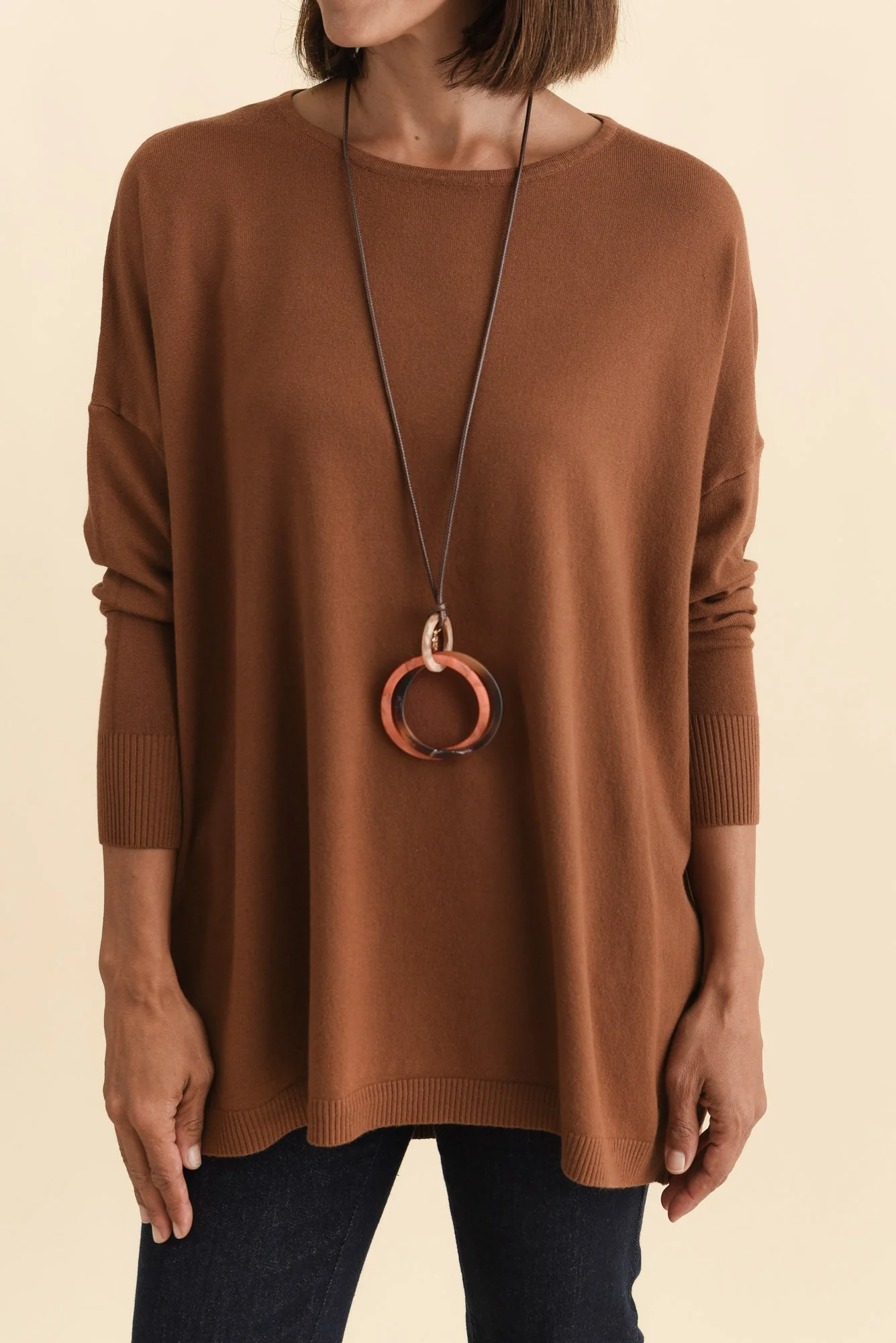 Meryl Chocolate Wool Blend Drape Sweater - Image 6