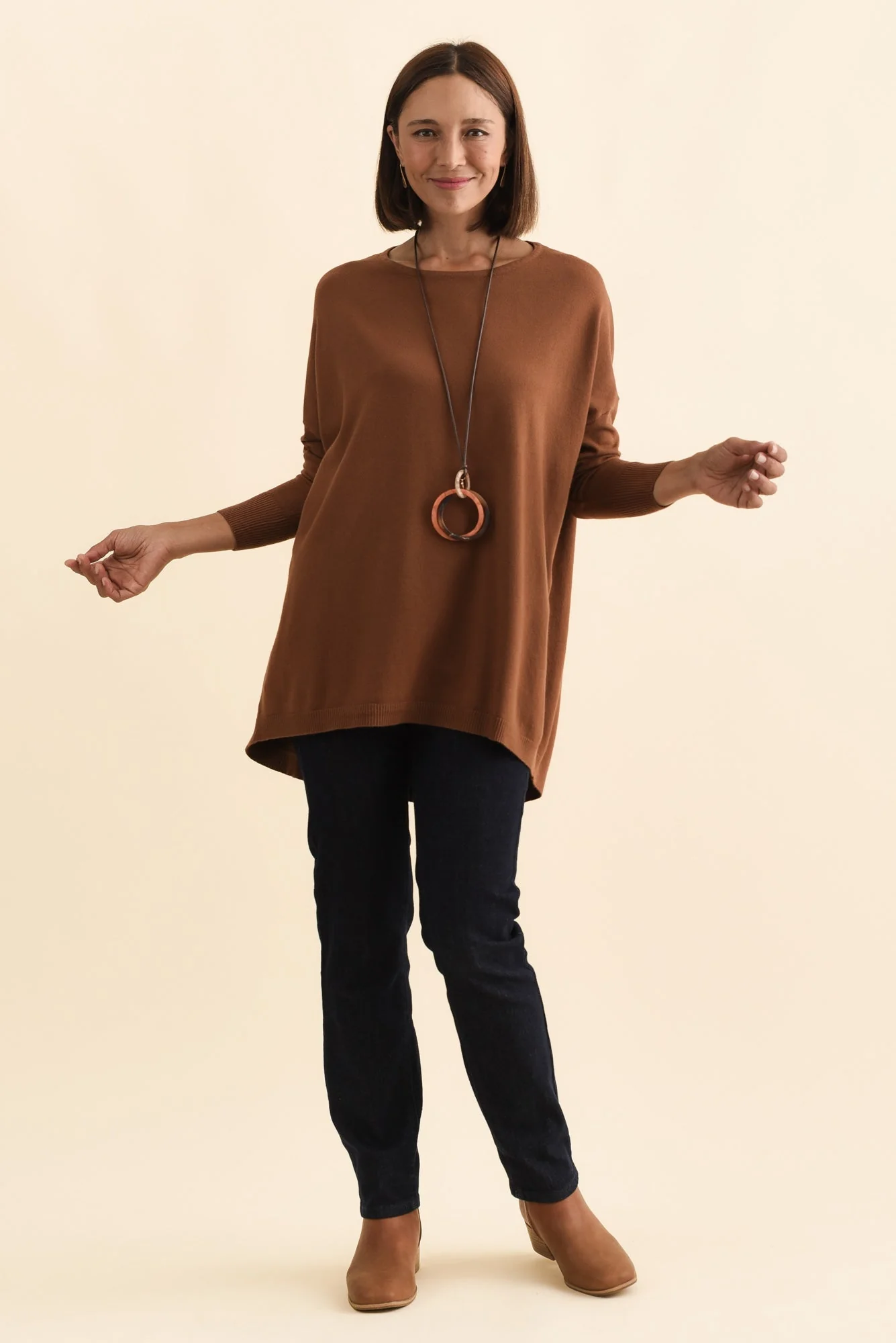 Meryl Chocolate Wool Blend Drape Sweater - Image 7
