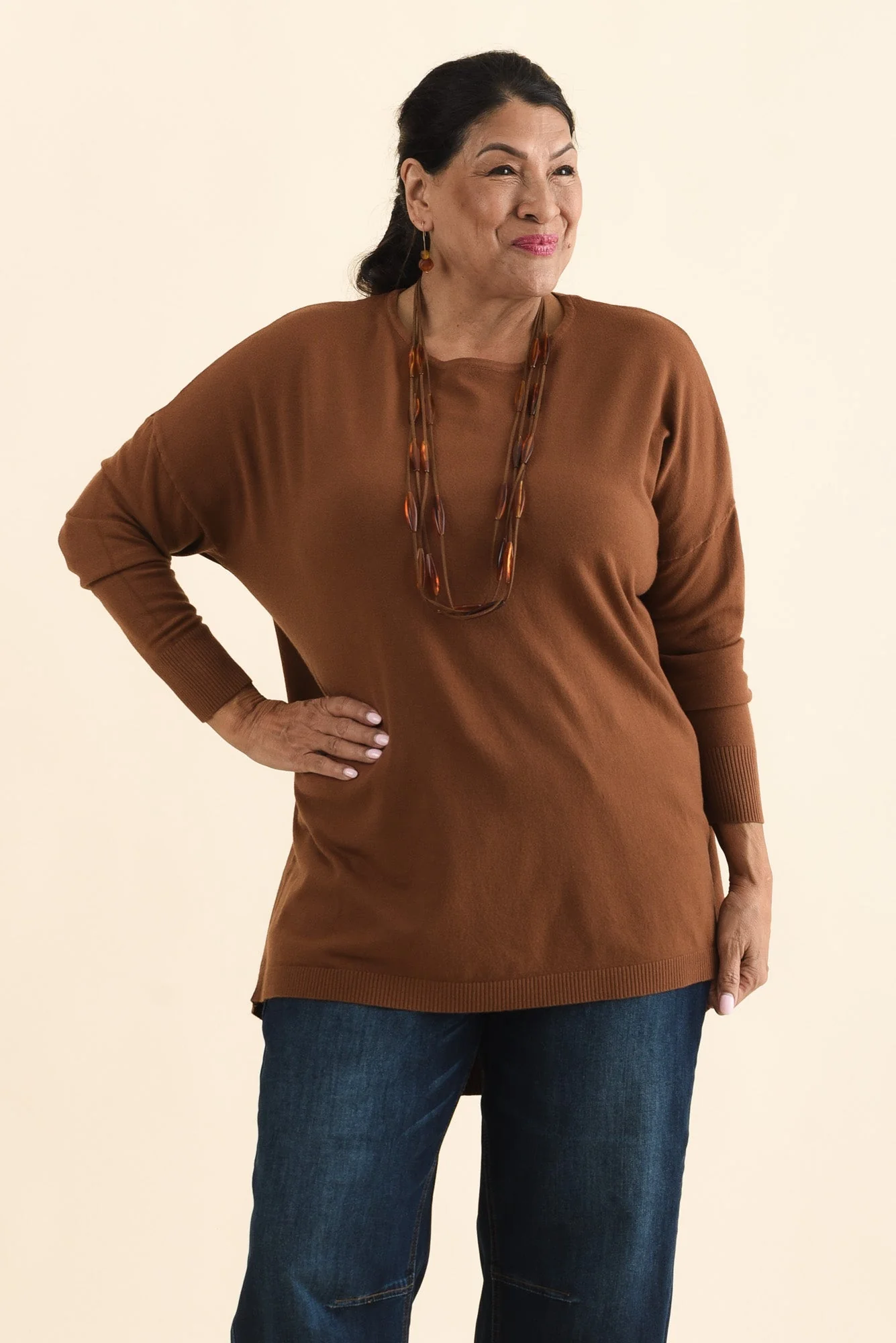 Meryl Chocolate Wool Blend Drape Sweater - Image 8