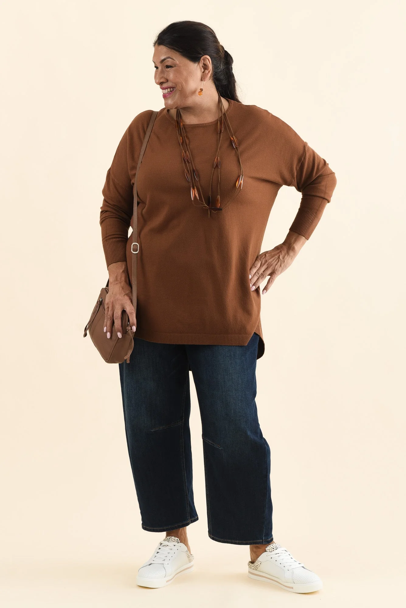 Meryl Chocolate Wool Blend Drape Sweater - Image 9