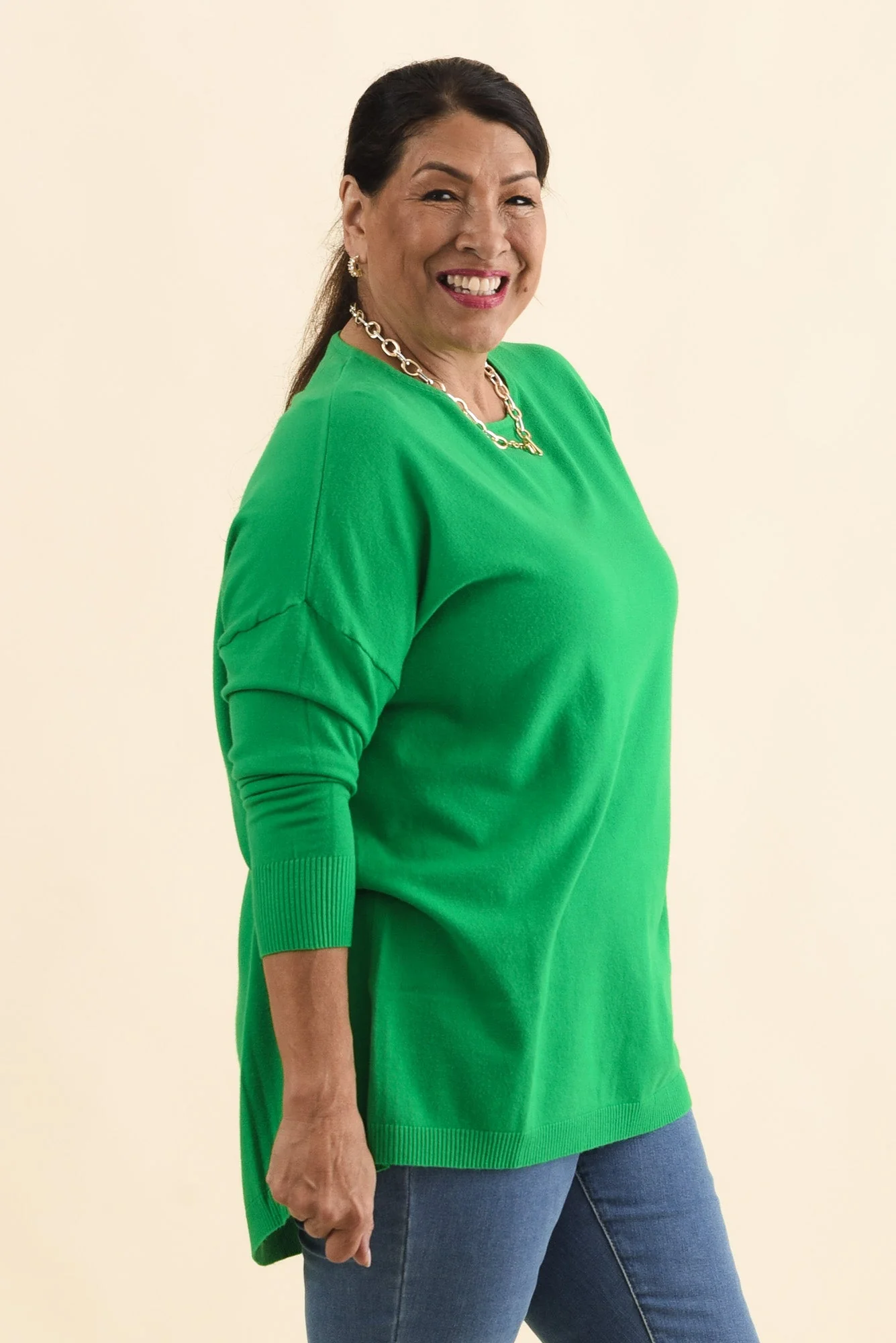 Meryl Forest Green Wool Blend Drape Jumper - Image 10