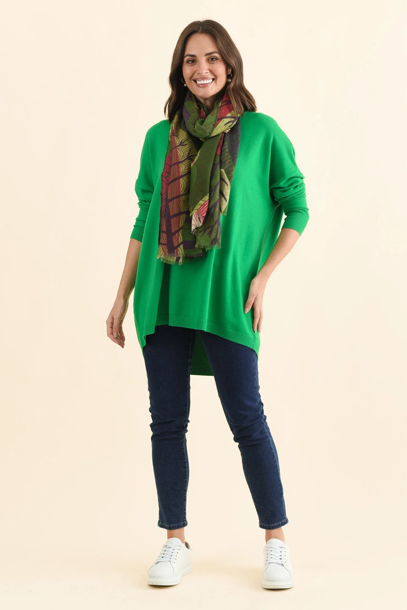Meryl Forest Green Wool Blend Drape Jumper - Image 3