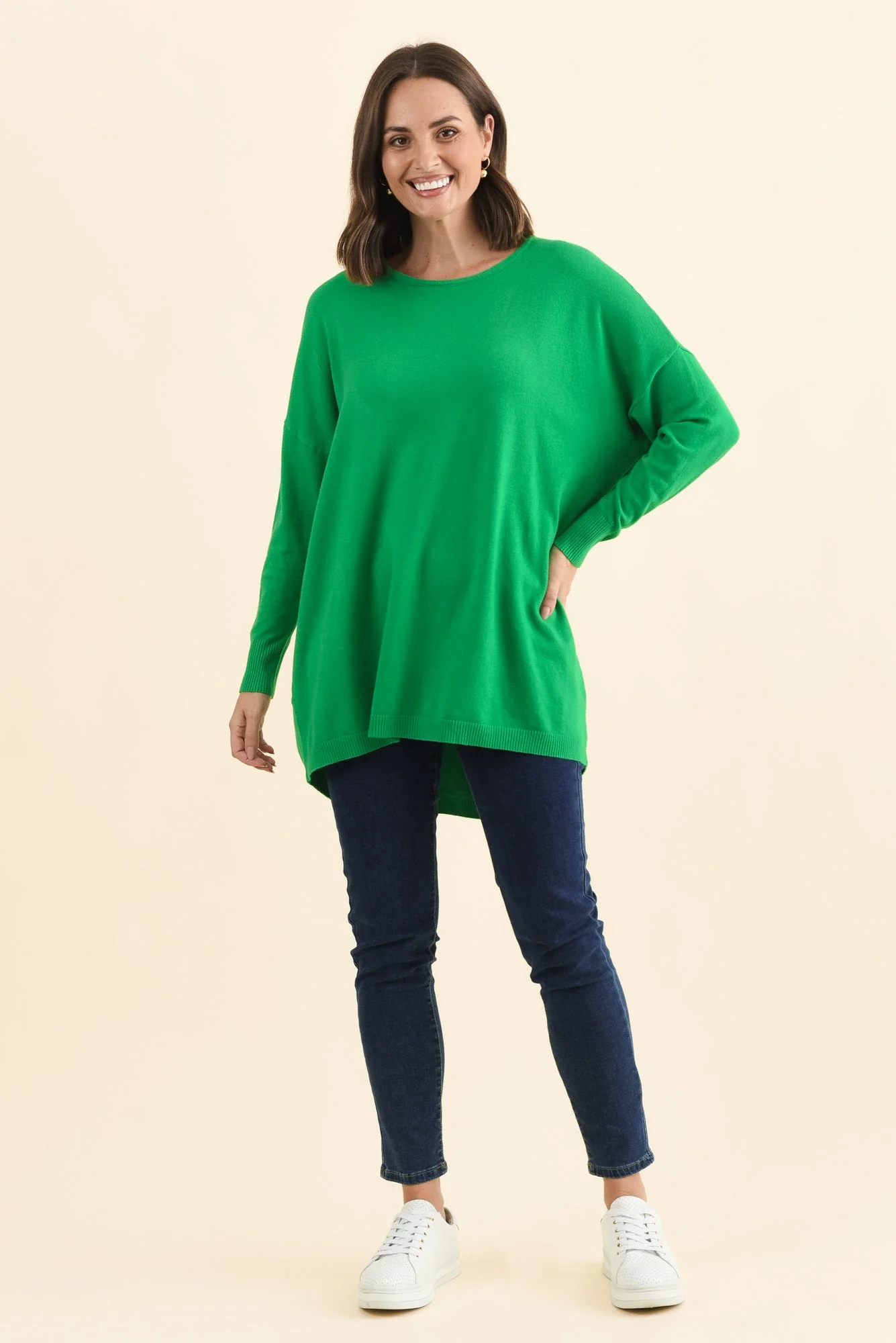 Meryl Forest Green Wool Blend Drape Jumper - Image 7