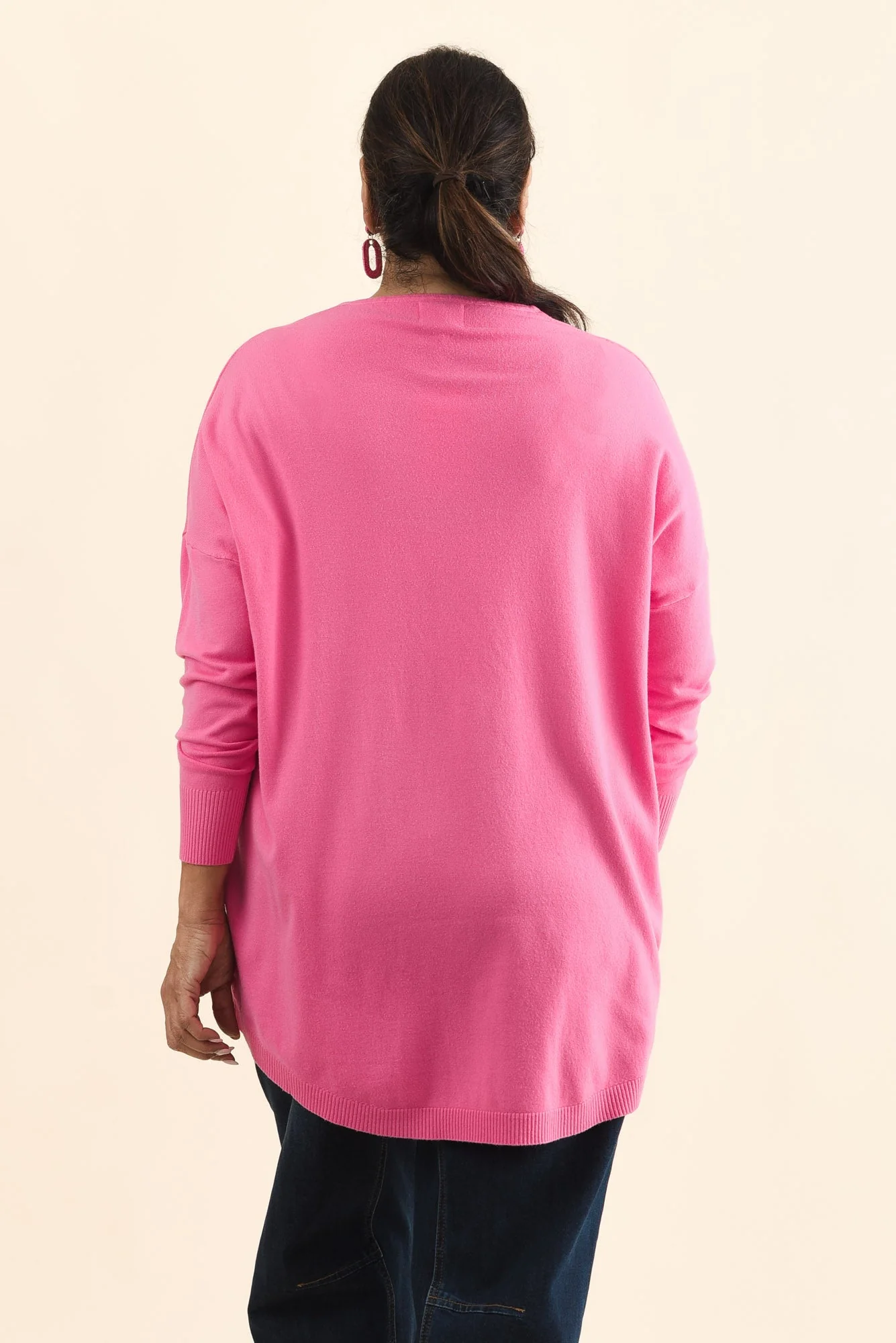 Meryl Hot Pink Wool Blend Drape Sweater - Image 11